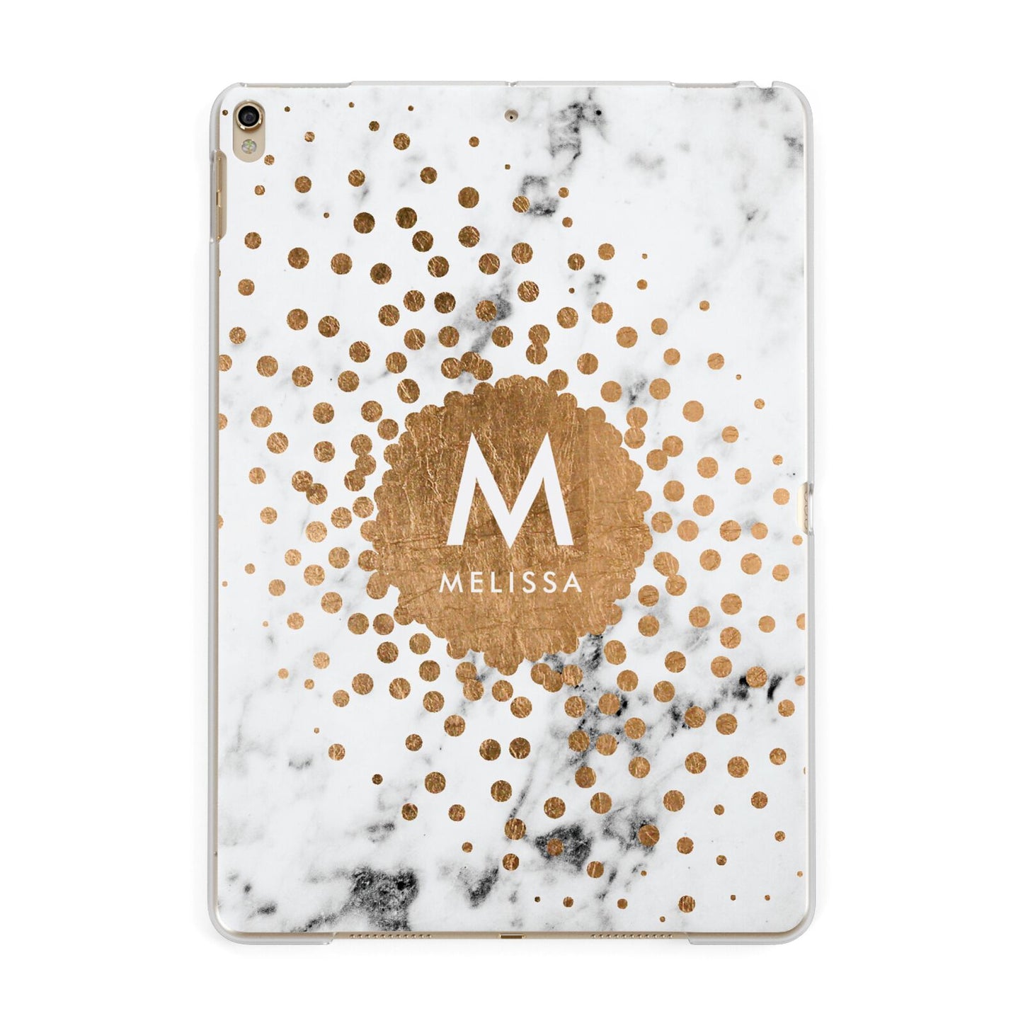 Personalised Copper Confetti Marble Name Apple iPad Gold Case