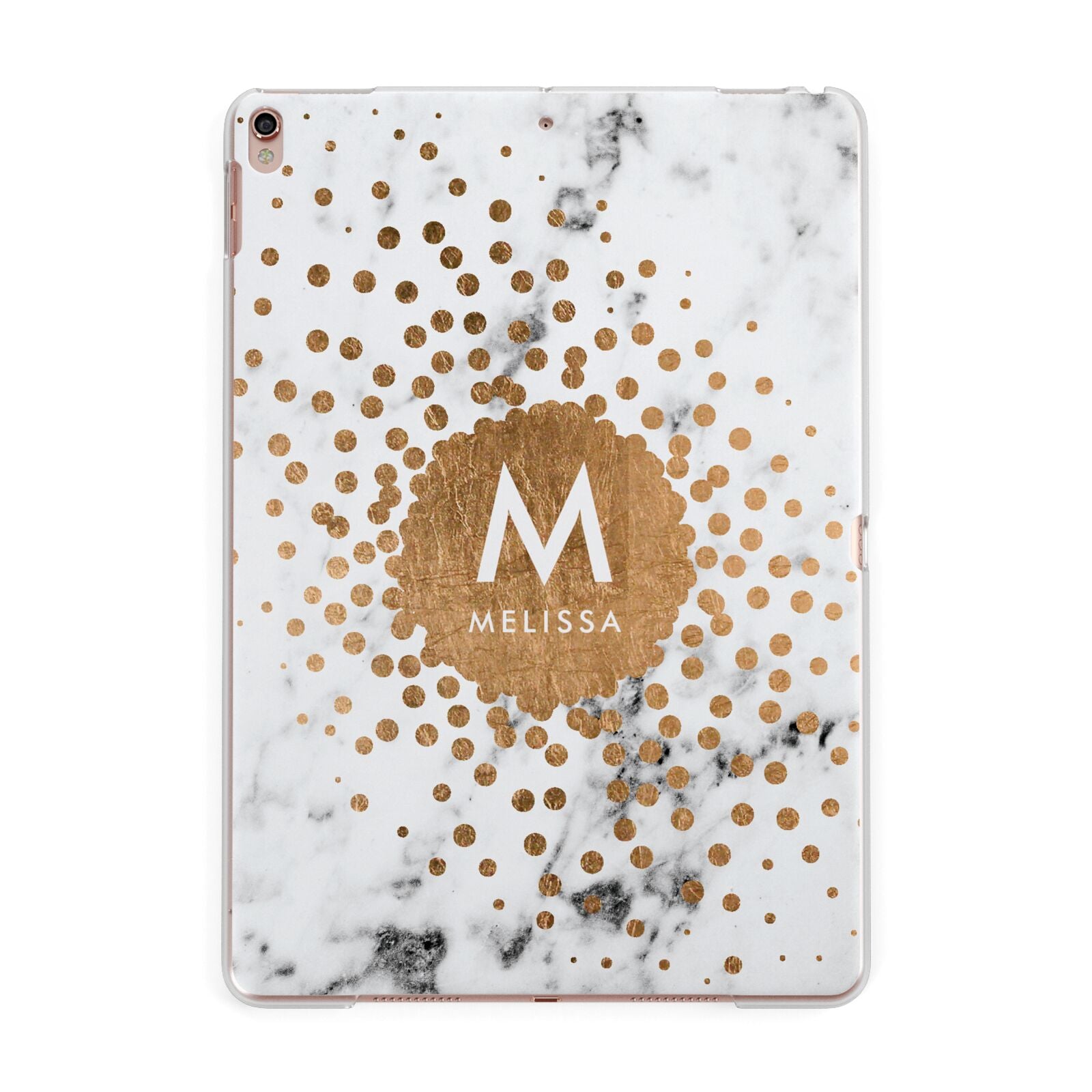 Personalised Copper Confetti Marble Name Apple iPad Rose Gold Case