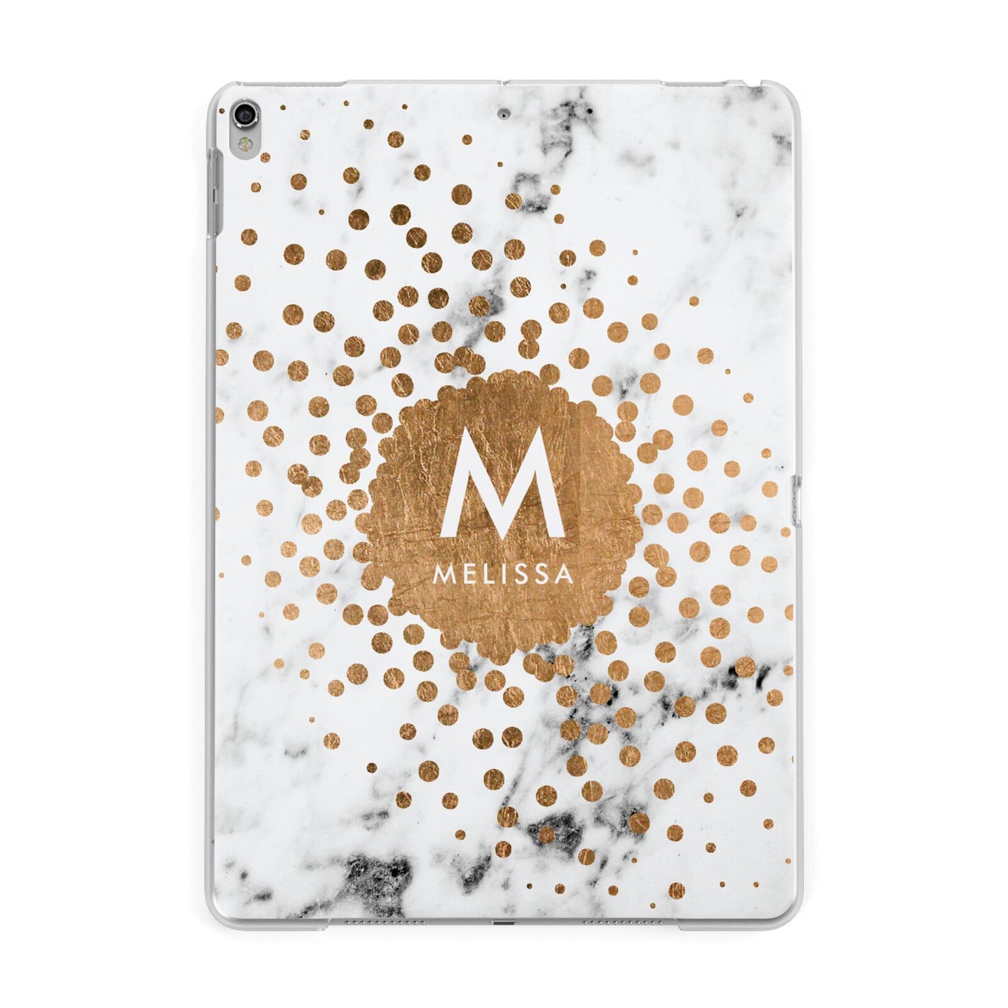 Personalised Copper Confetti Marble Name Apple iPad Silver Case