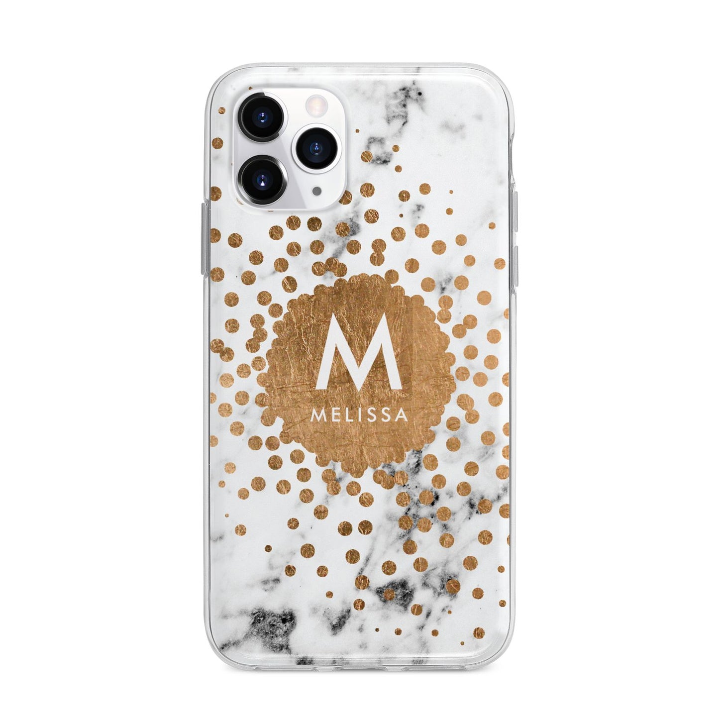 Personalised Copper Confetti Marble Name Apple iPhone 11 Pro in Silver with Bumper Case