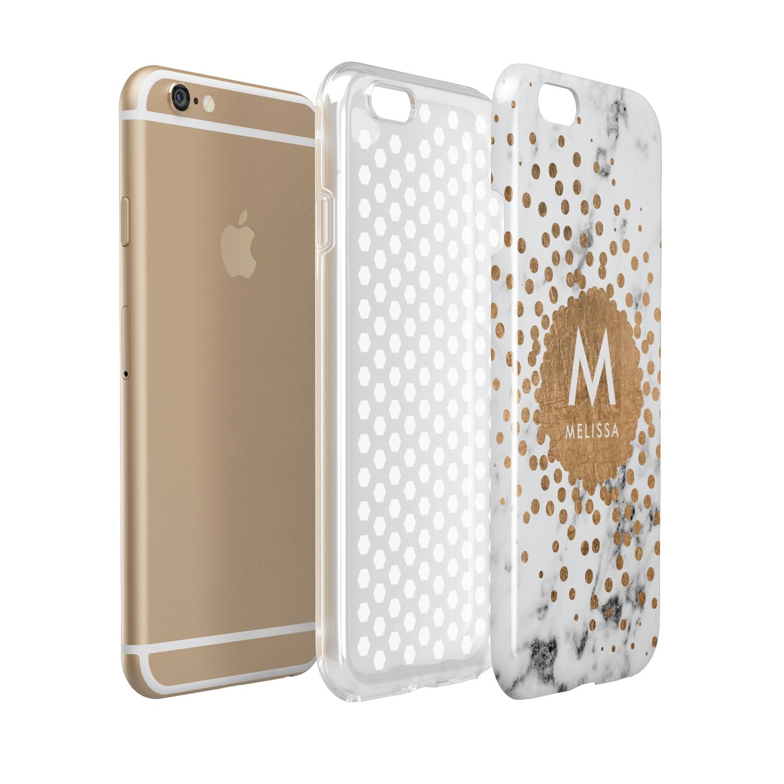 Personalised Copper Confetti Marble Name Apple iPhone 6 3D Tough Case Expanded view