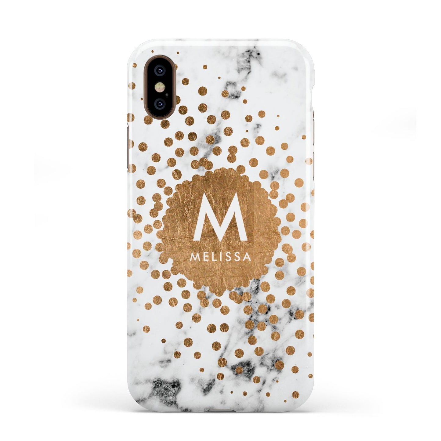 Personalised Copper Confetti Marble Name Apple iPhone XS 3D Tough