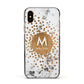 Personalised Copper Confetti Marble Name Apple iPhone Xs Impact Case Black Edge on Gold Phone