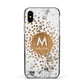 Personalised Copper Confetti Marble Name Apple iPhone Xs Impact Case Black Edge on Silver Phone