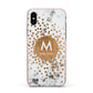 Personalised Copper Confetti Marble Name Apple iPhone Xs Impact Case Pink Edge on Silver Phone