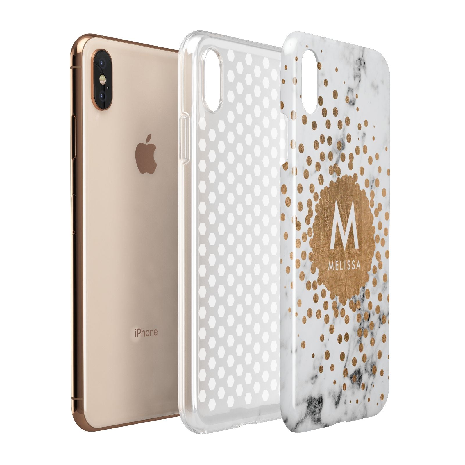 Personalised Copper Confetti Marble Name Apple iPhone Xs Max 3D Tough Case Expanded View