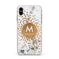 Personalised Copper Confetti Marble Name Apple iPhone Xs Max Impact Case Pink Edge on Black Phone