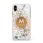 Personalised Copper Confetti Marble Name Apple iPhone Xs Max Impact Case Pink Edge on Silver Phone