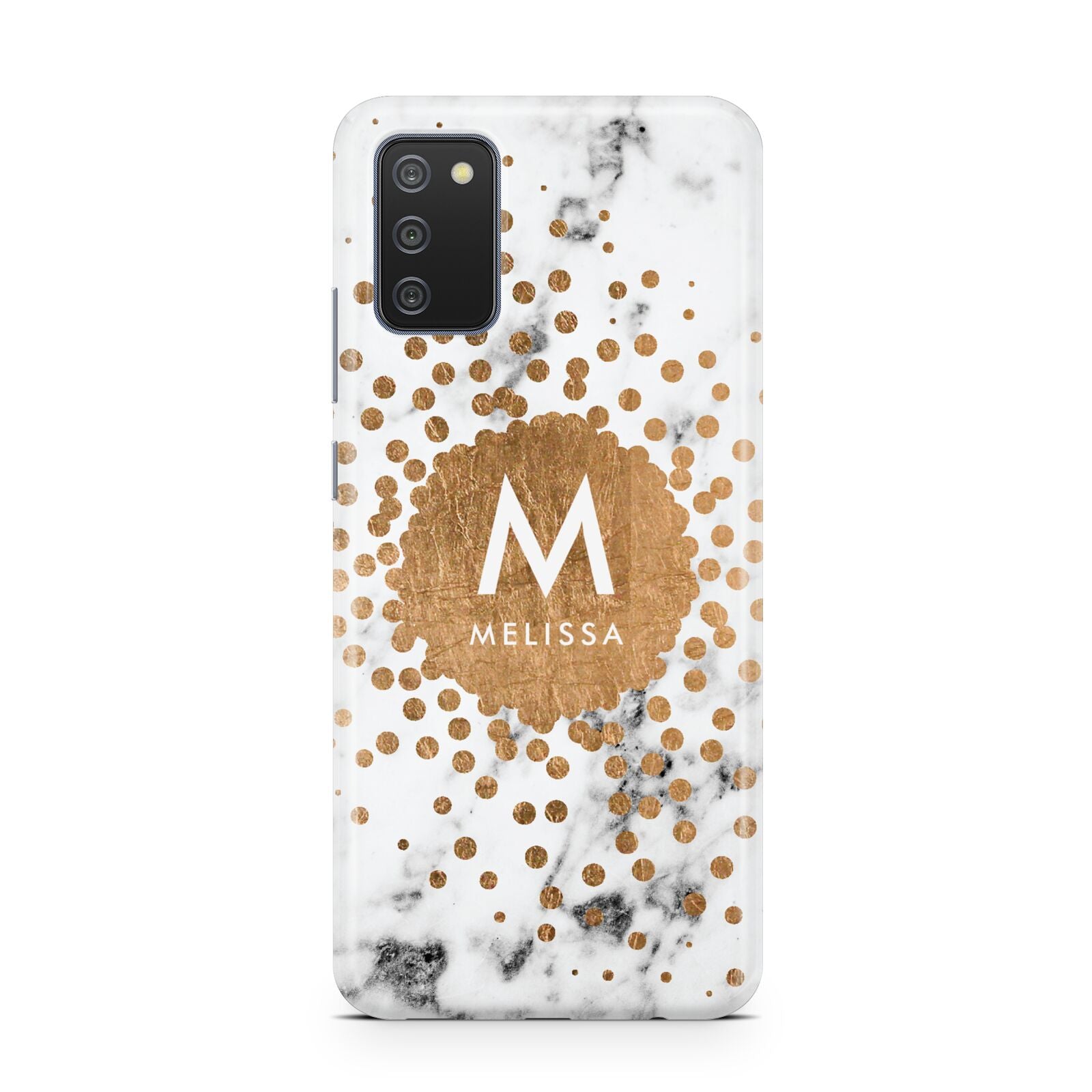 Personalised Copper Confetti Marble Name Samsung A02s Case