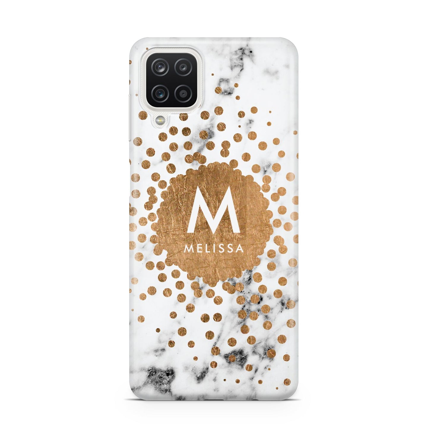 Personalised Copper Confetti Marble Name Samsung A12 Case