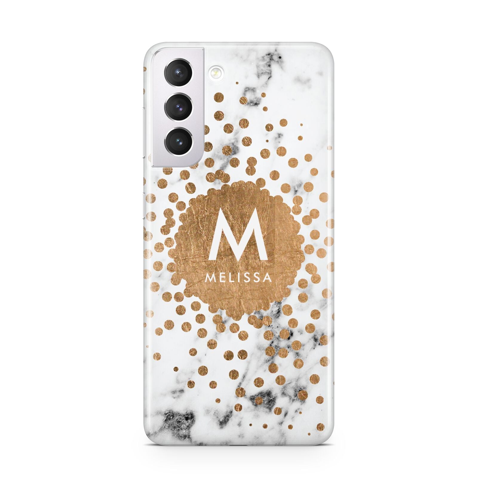 Personalised Copper Confetti Marble Name Samsung S21 Case