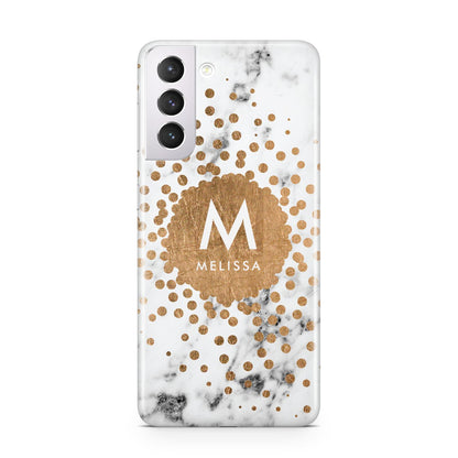 Personalised Copper Confetti Marble Name Samsung S21 Case