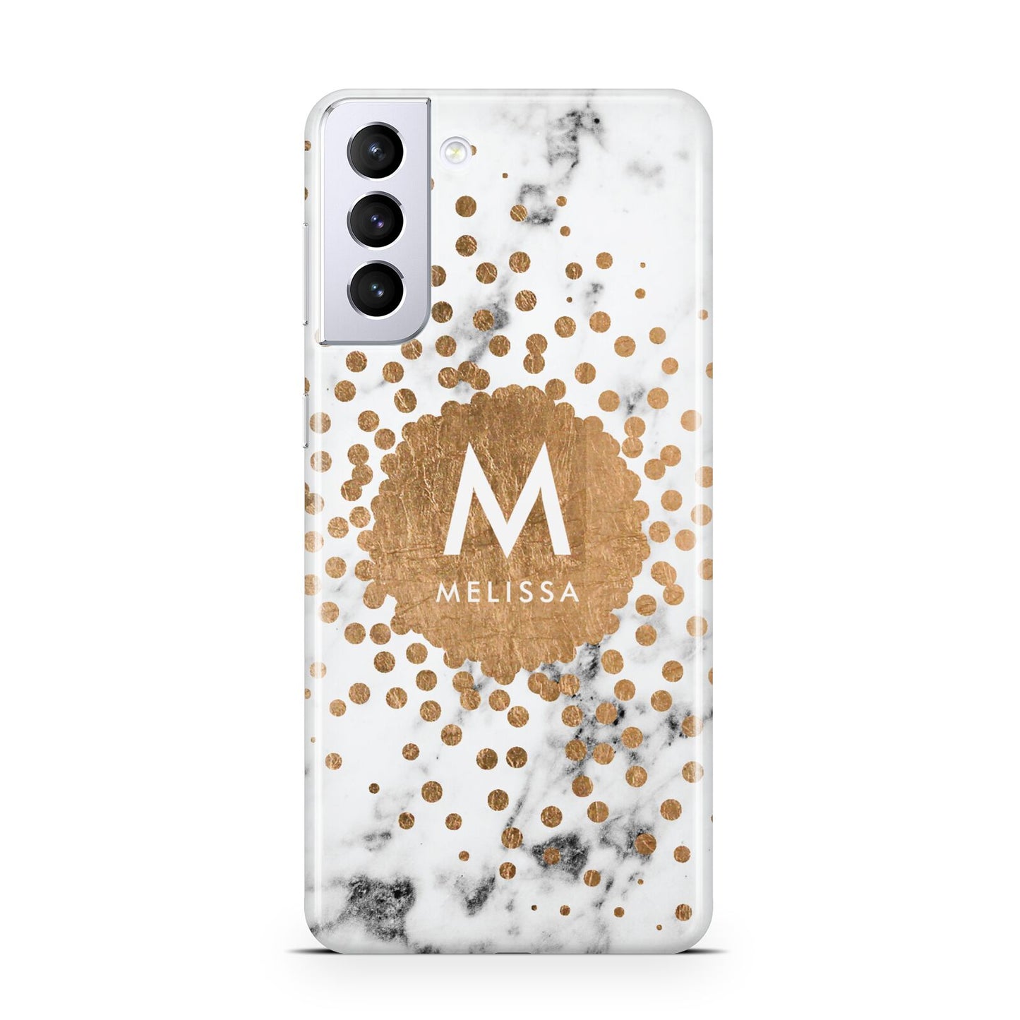 Personalised Copper Confetti Marble Name Samsung S21 Plus Case