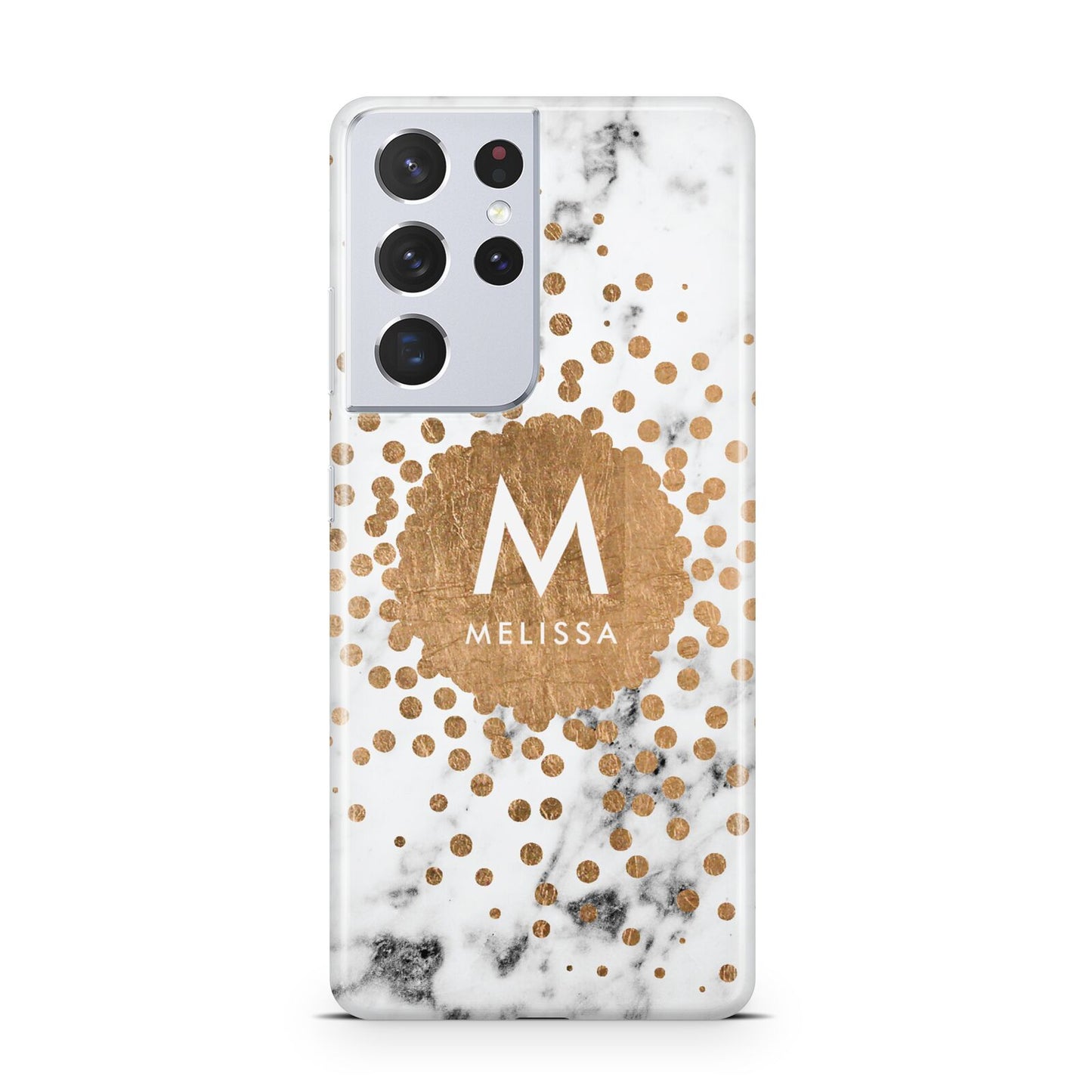 Personalised Copper Confetti Marble Name Samsung S21 Ultra Case