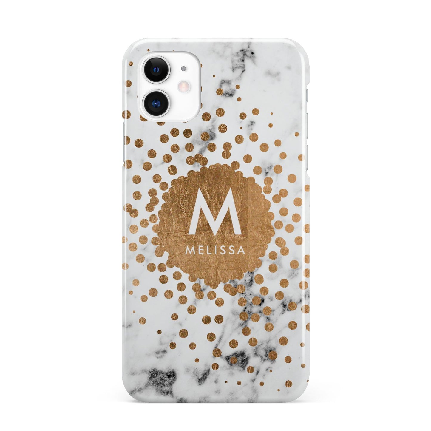 Personalised Copper Confetti Marble Name iPhone 11 3D Snap Case