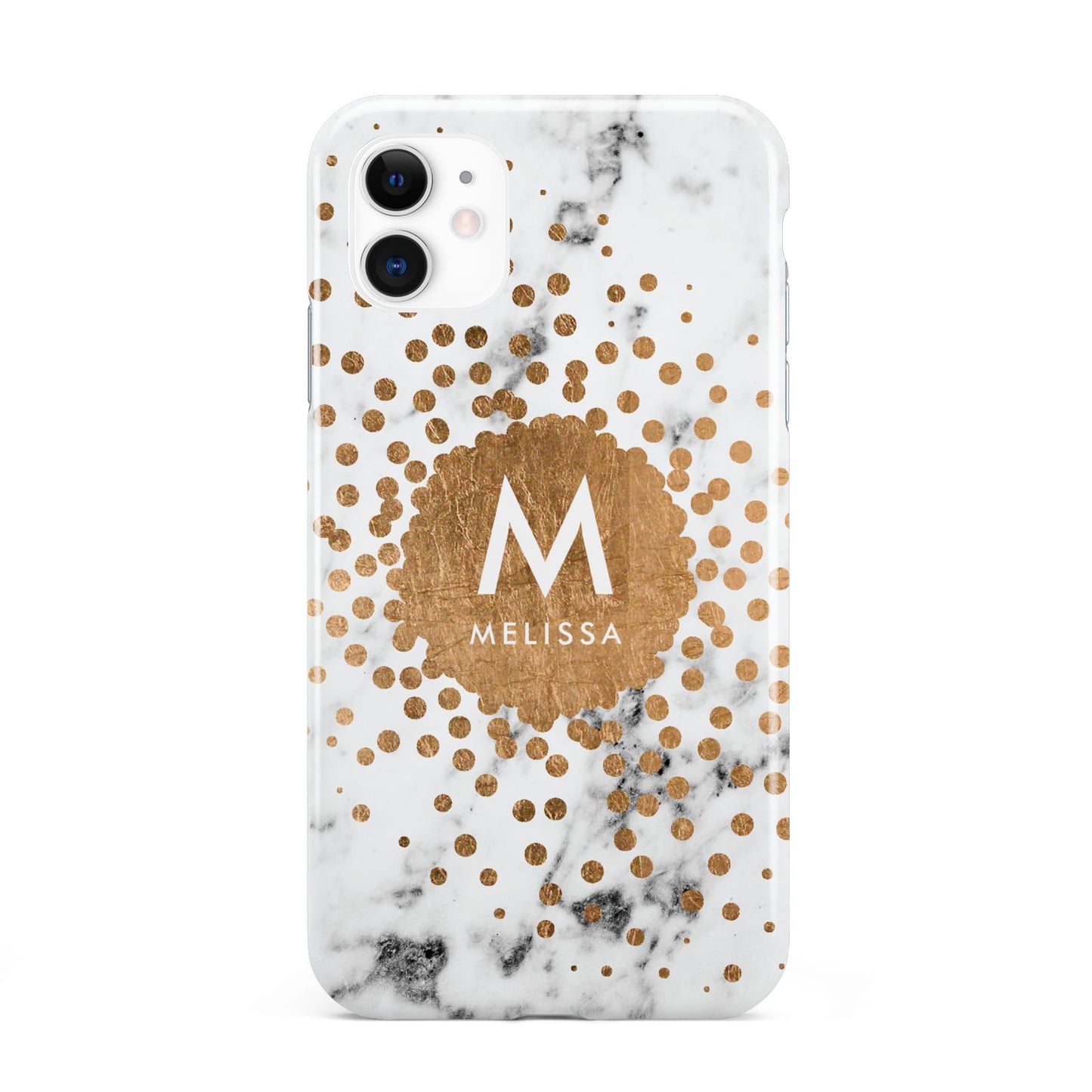 Personalised Copper Confetti Marble Name iPhone 11 3D Tough Case