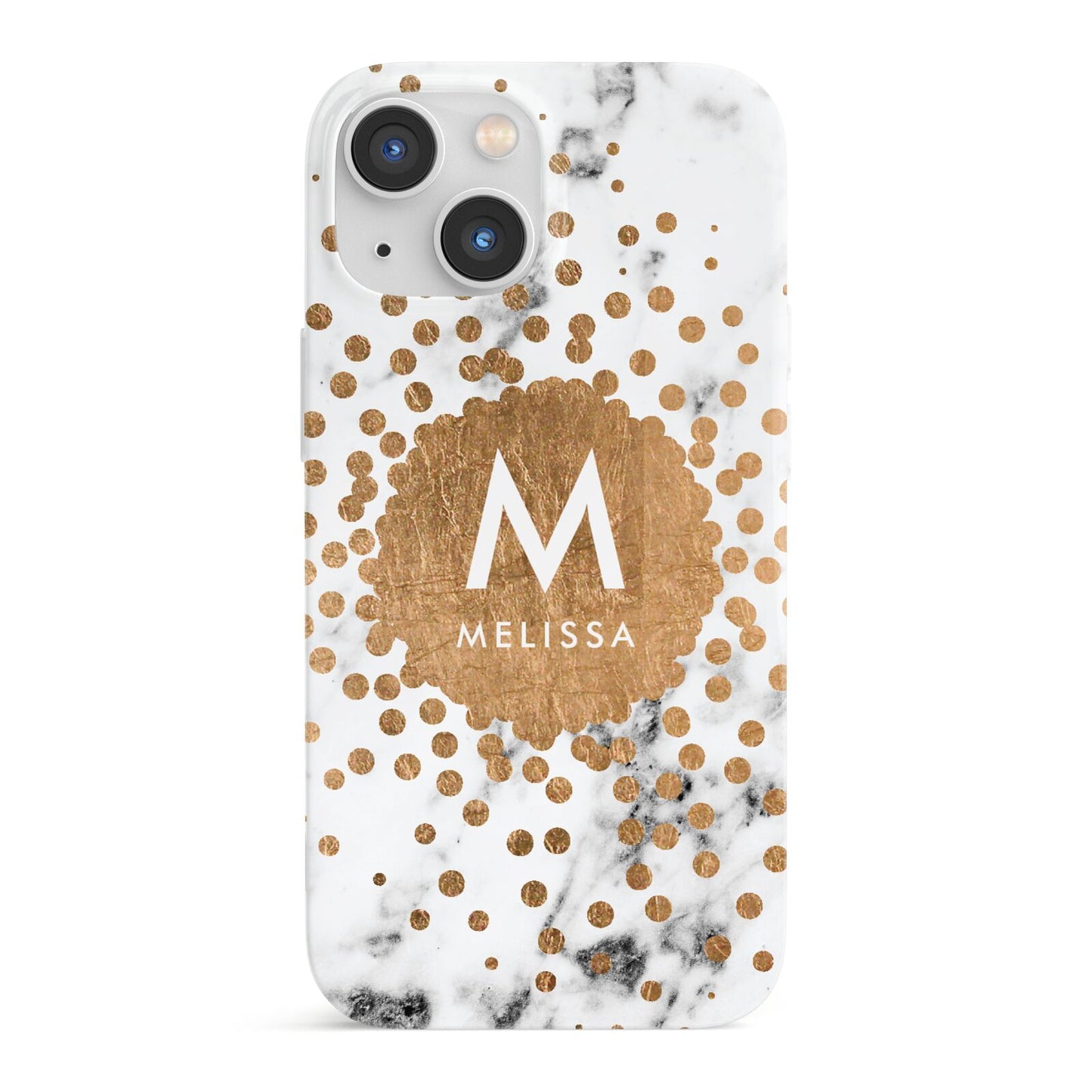Personalised Copper Confetti Marble Name iPhone 13 Mini Full Wrap 3D Snap Case