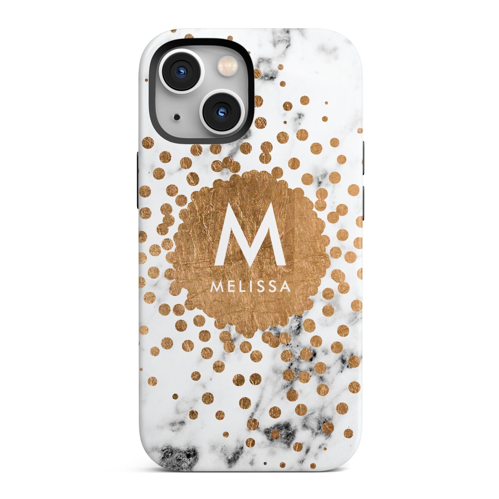 Personalised Copper Confetti Marble Name iPhone 13 Mini Full Wrap 3D Tough Case