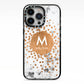 Personalised Copper Confetti Marble Name iPhone 13 Pro Black Impact Case on Silver phone
