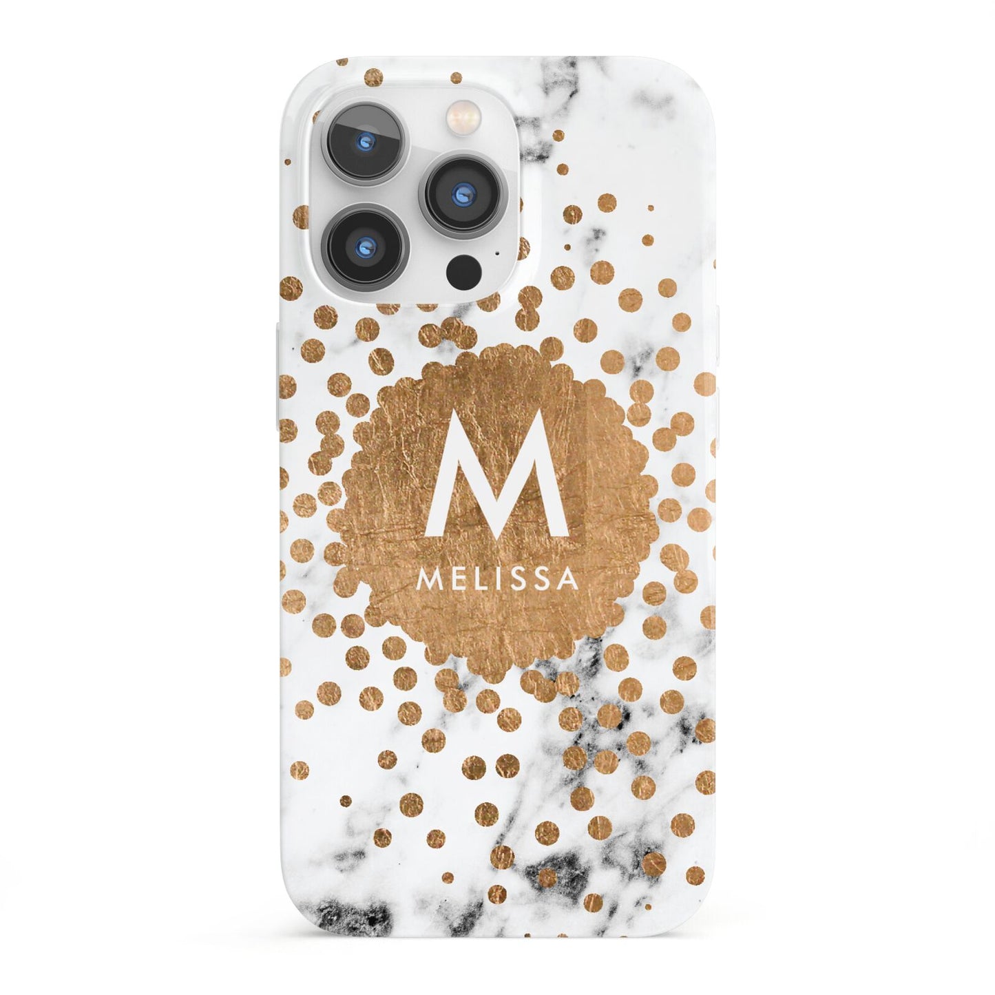 Personalised Copper Confetti Marble Name iPhone 13 Pro Full Wrap 3D Snap Case