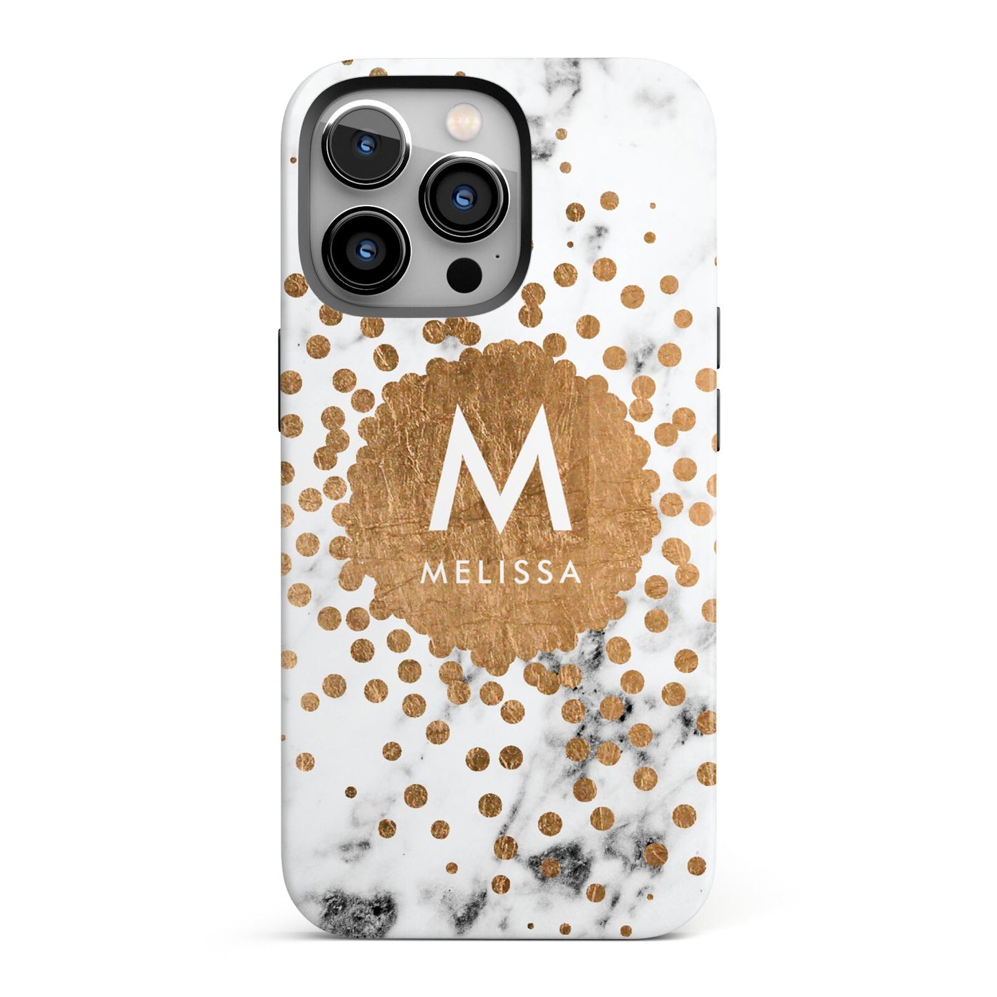 Personalised Copper Confetti Marble Name iPhone 13 Pro Full Wrap 3D Tough Case