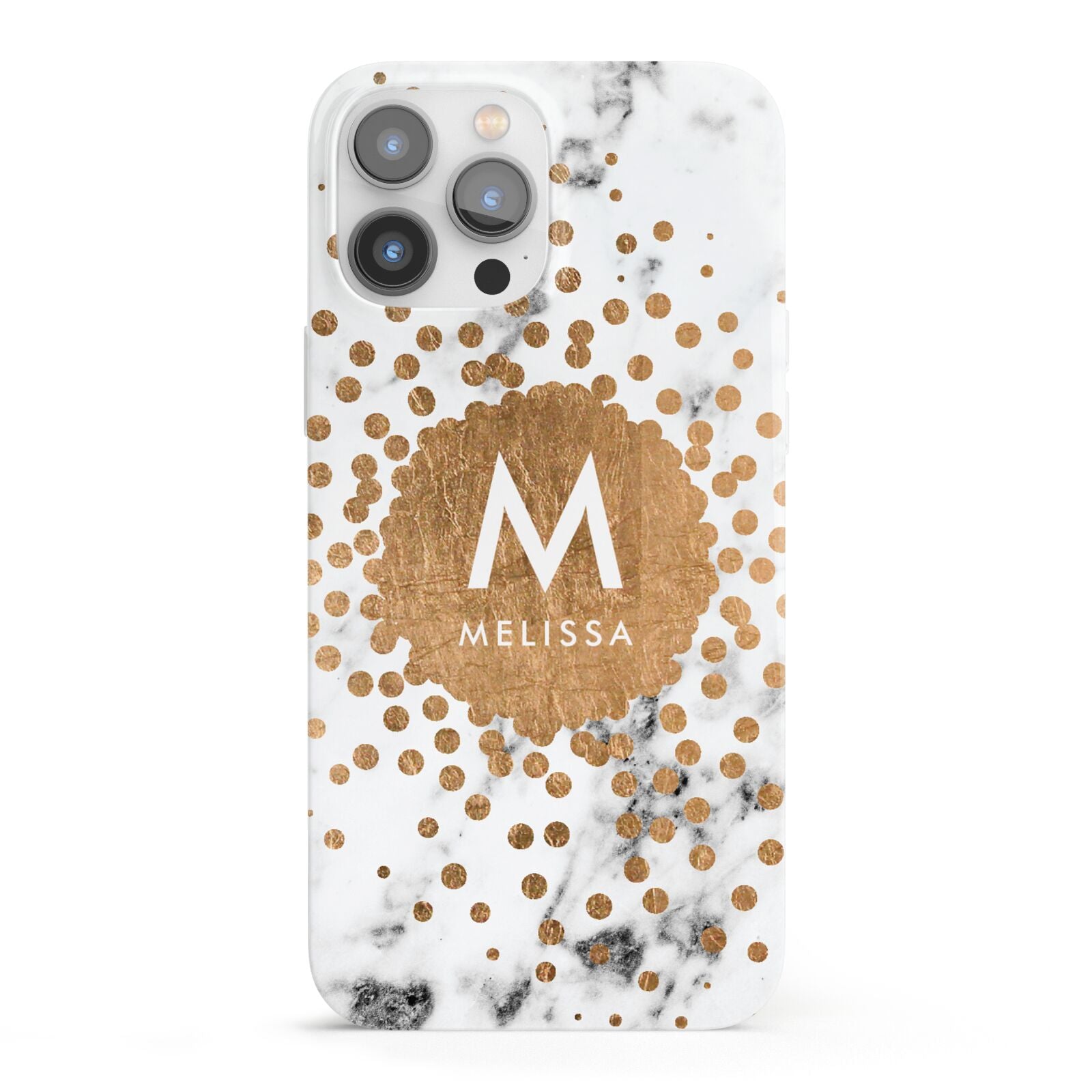 Personalised Copper Confetti Marble Name iPhone 13 Pro Max Full Wrap 3D Snap Case