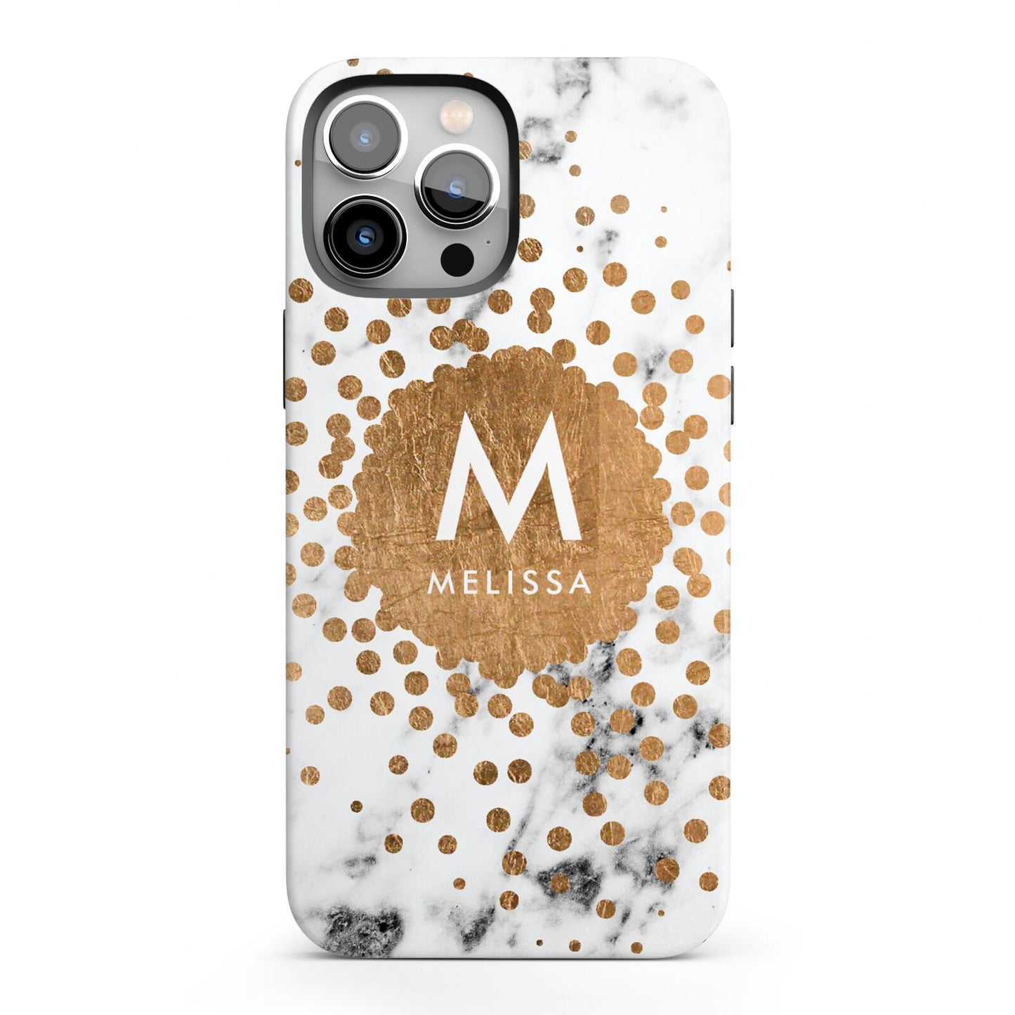 Personalised Copper Confetti Marble Name iPhone 13 Pro Max Full Wrap 3D Tough Case