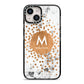 Personalised Copper Confetti Marble Name iPhone 14 Black Impact Case on Silver phone