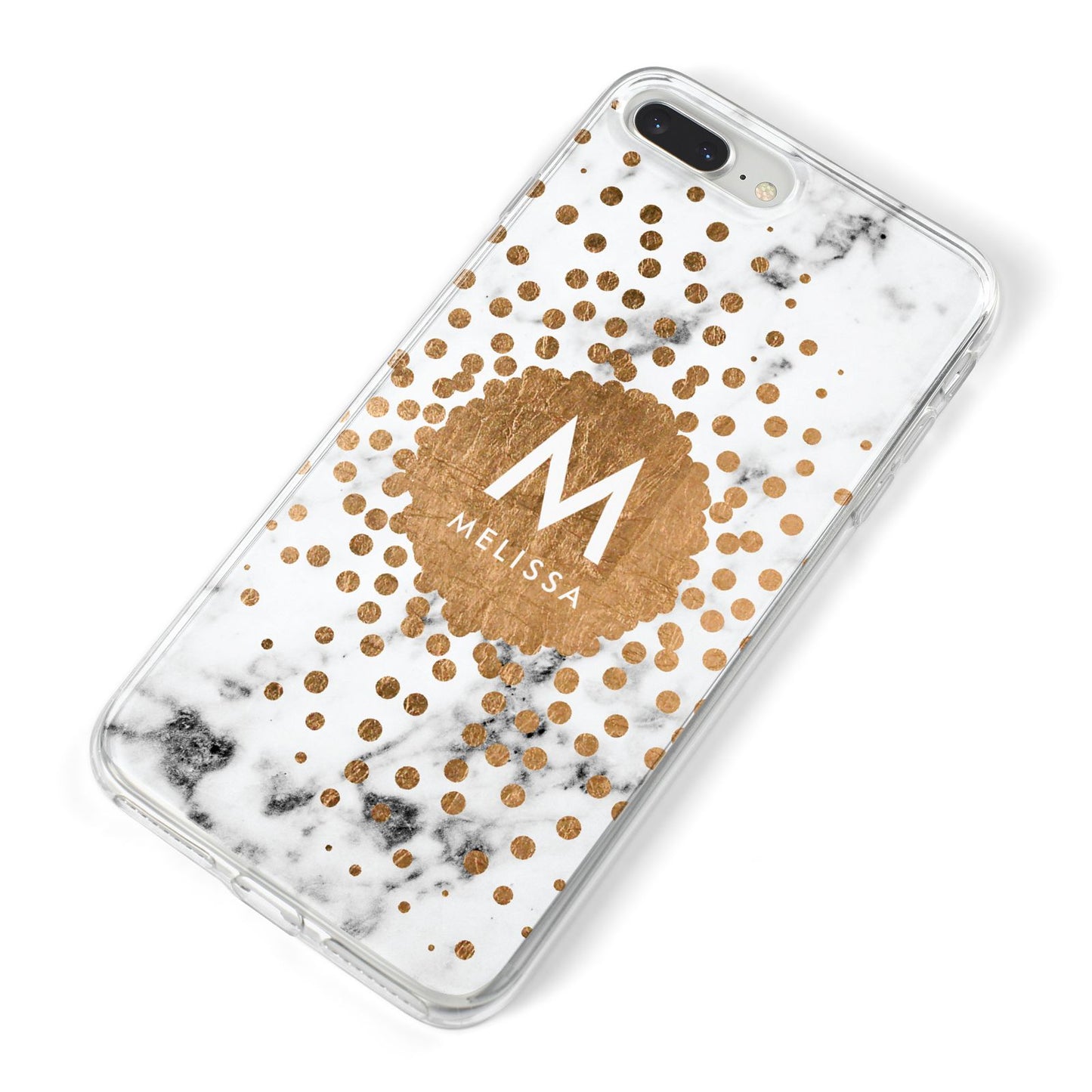 Personalised Copper Confetti Marble Name iPhone 8 Plus Bumper Case on Silver iPhone Alternative Image