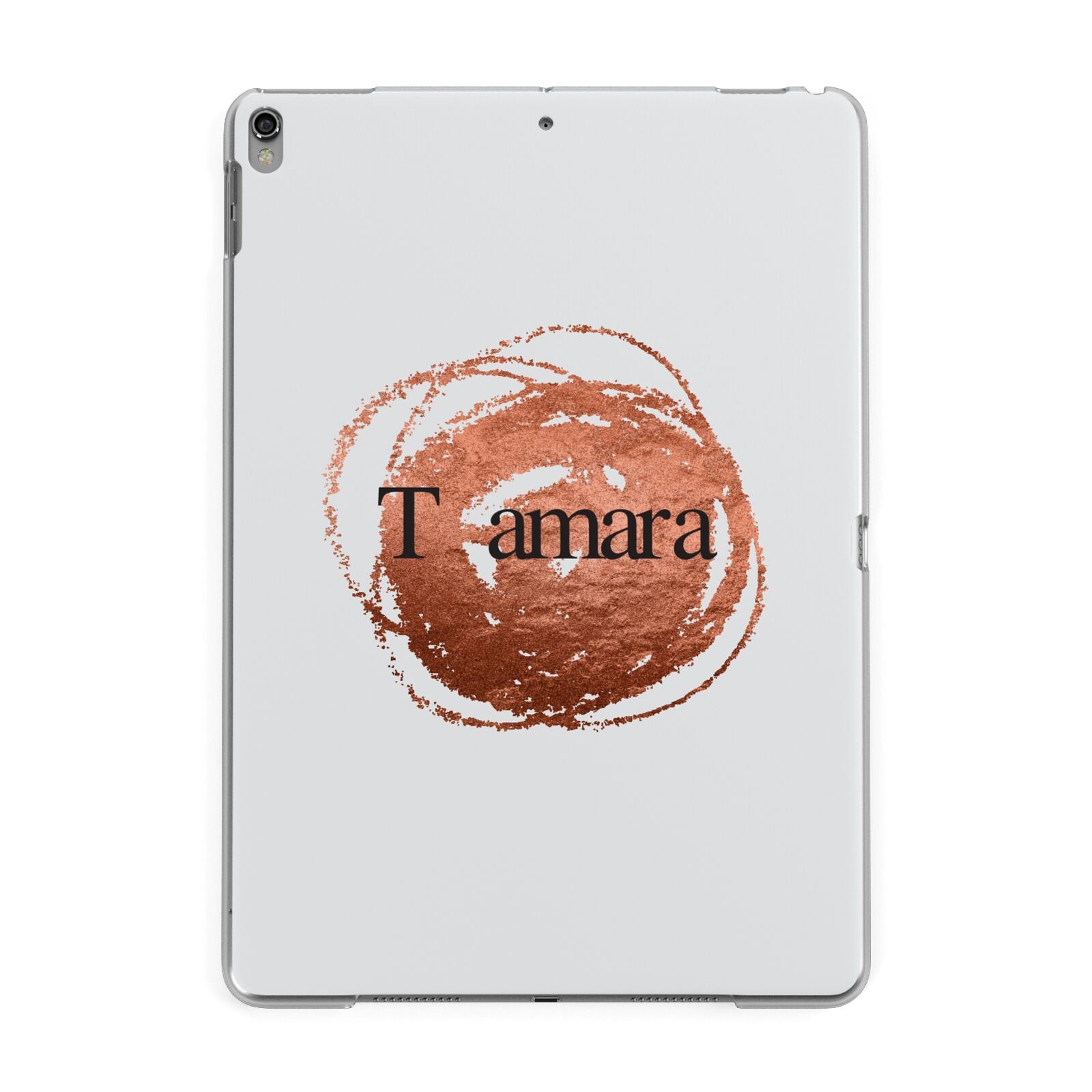 Personalised Copper Effect Custom Initials Apple iPad Grey Case