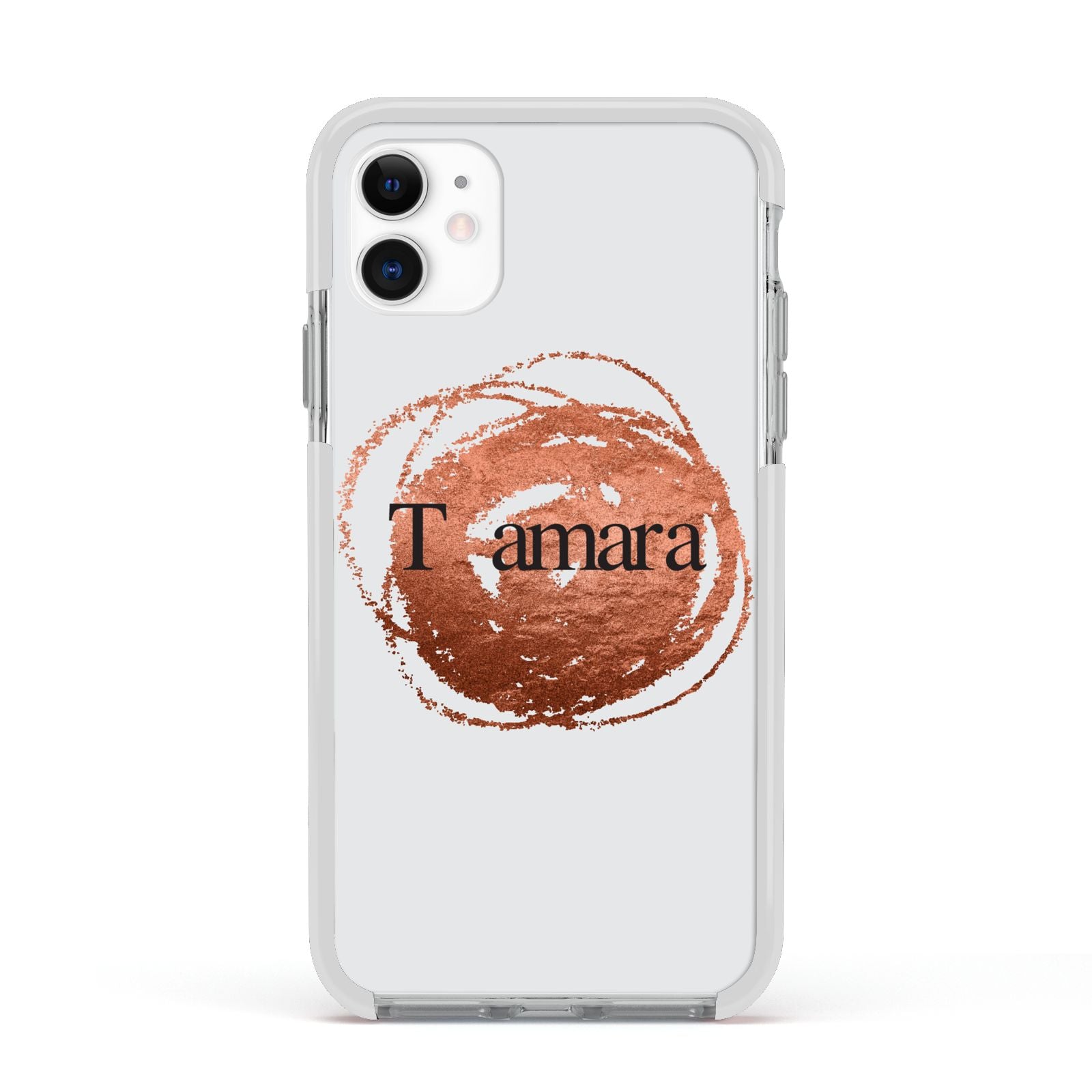 Personalised Copper Effect Custom Initials Apple iPhone 11 in White with White Impact Case