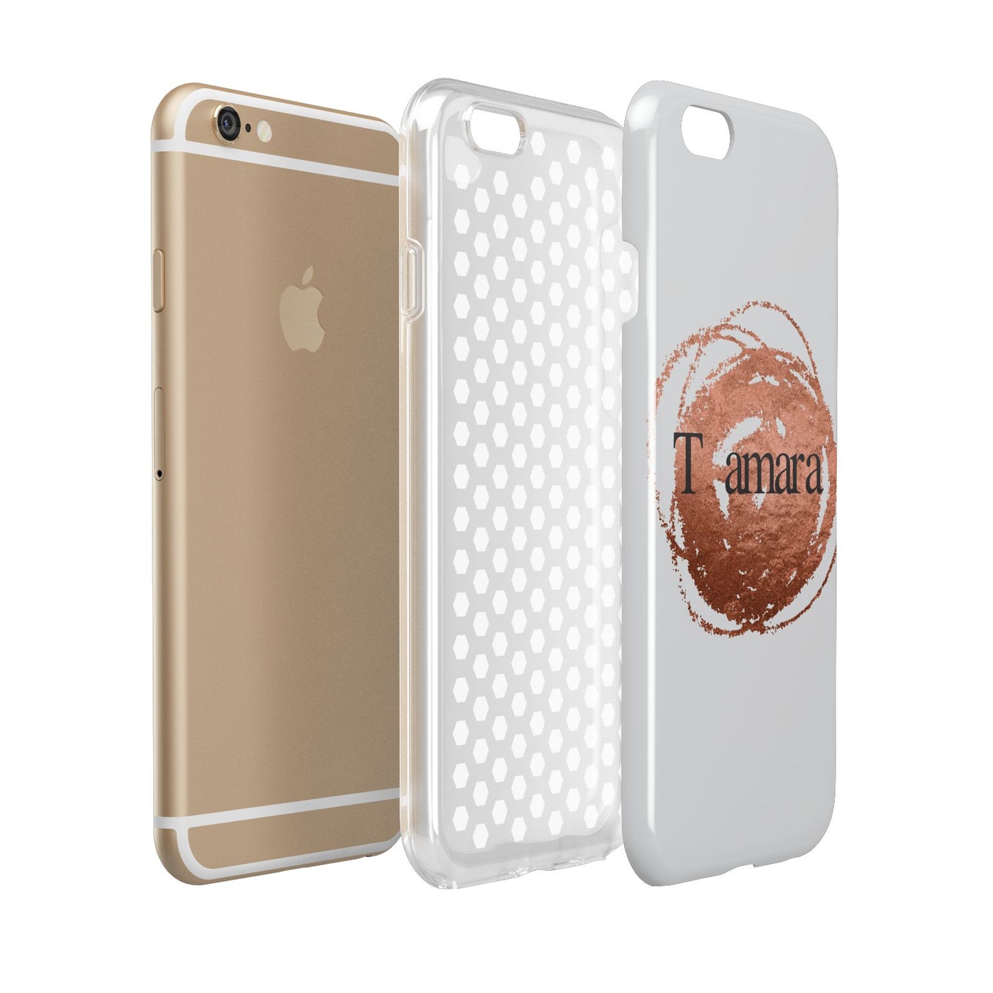 Personalised Copper Effect Custom Initials Apple iPhone 6 3D Tough Case Expanded view