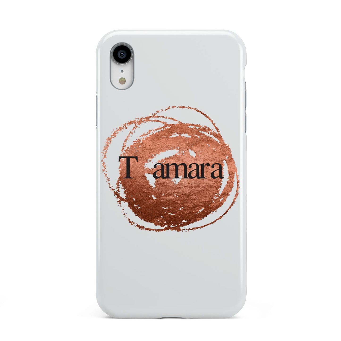 Personalised Copper Effect Custom Initials Apple iPhone XR White 3D Tough Case