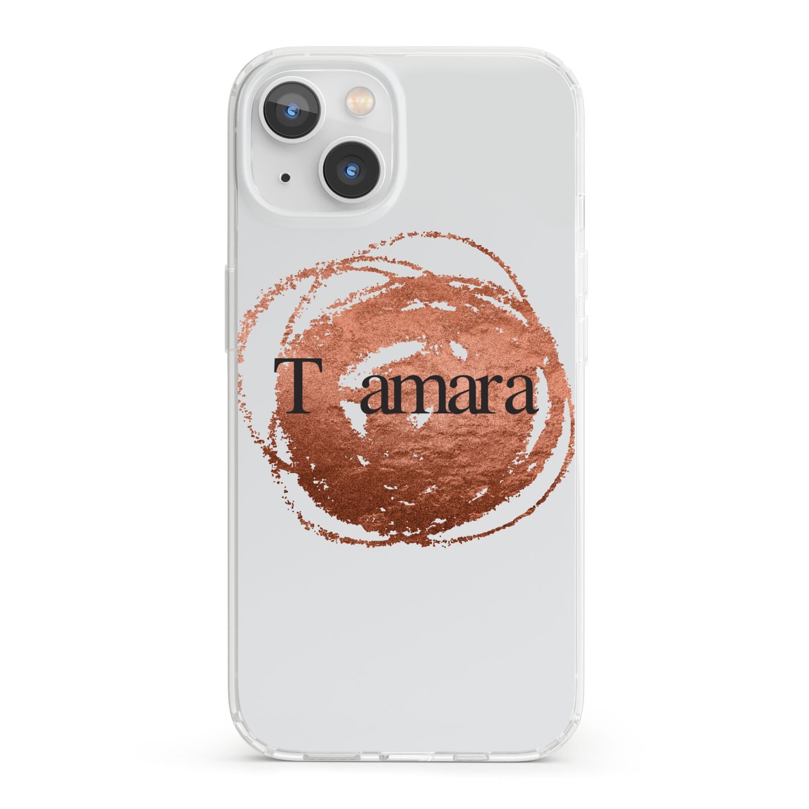 Personalised Copper Effect Custom Initials iPhone 13 Clear Bumper Case