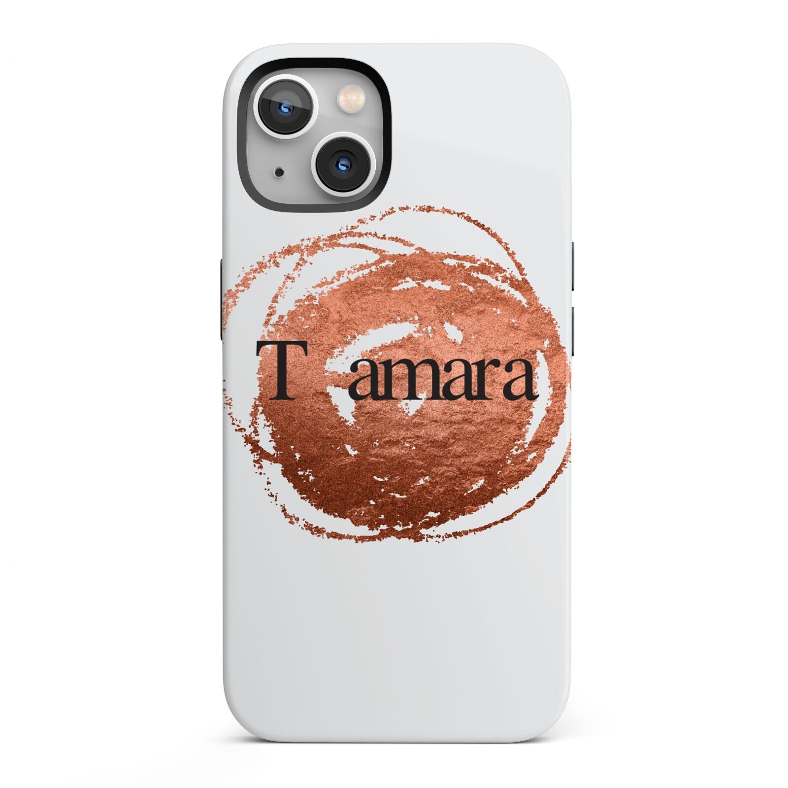 Personalised Copper Effect Custom Initials iPhone 13 Full Wrap 3D Tough Case