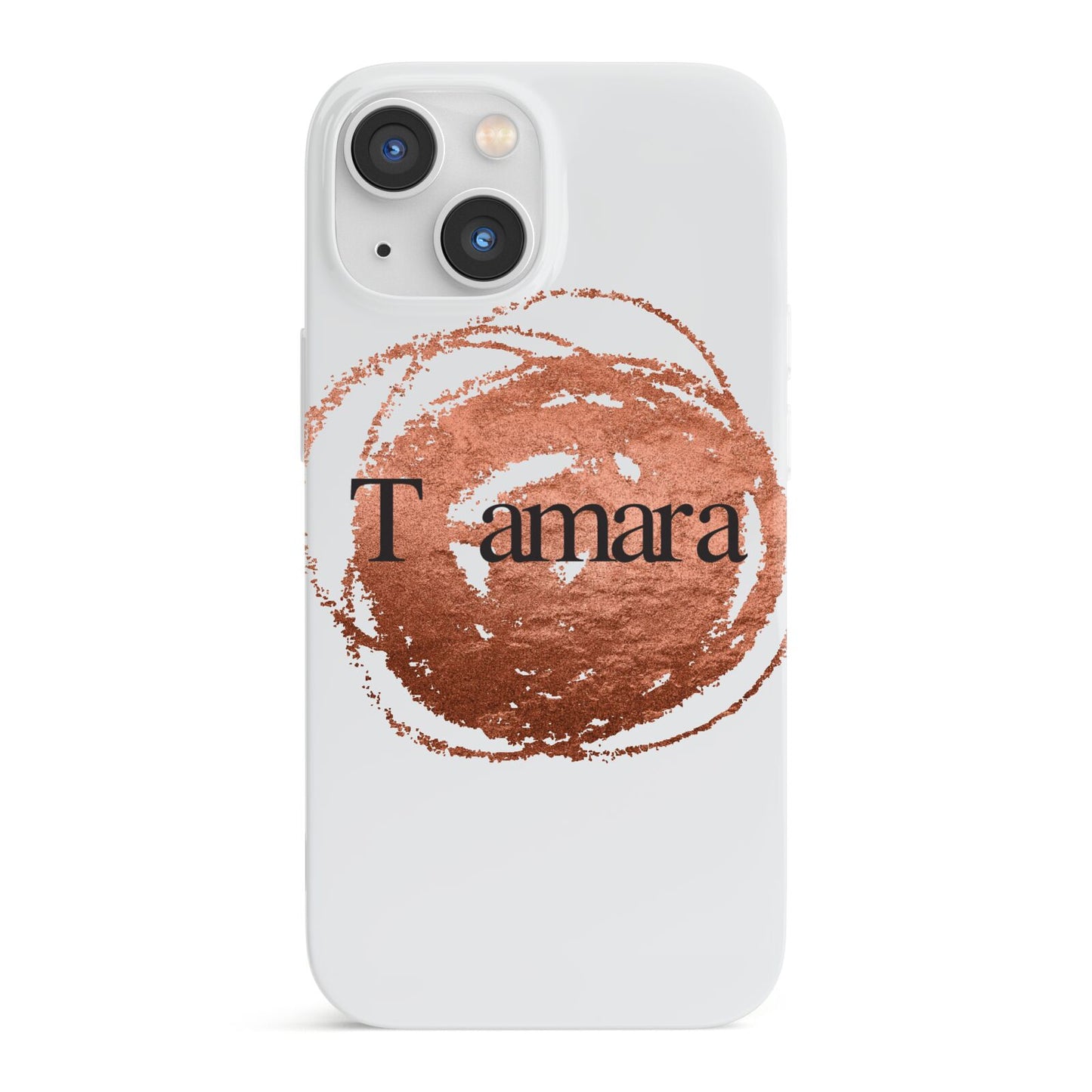 Personalised Copper Effect Custom Initials iPhone 13 Mini Full Wrap 3D Snap Case