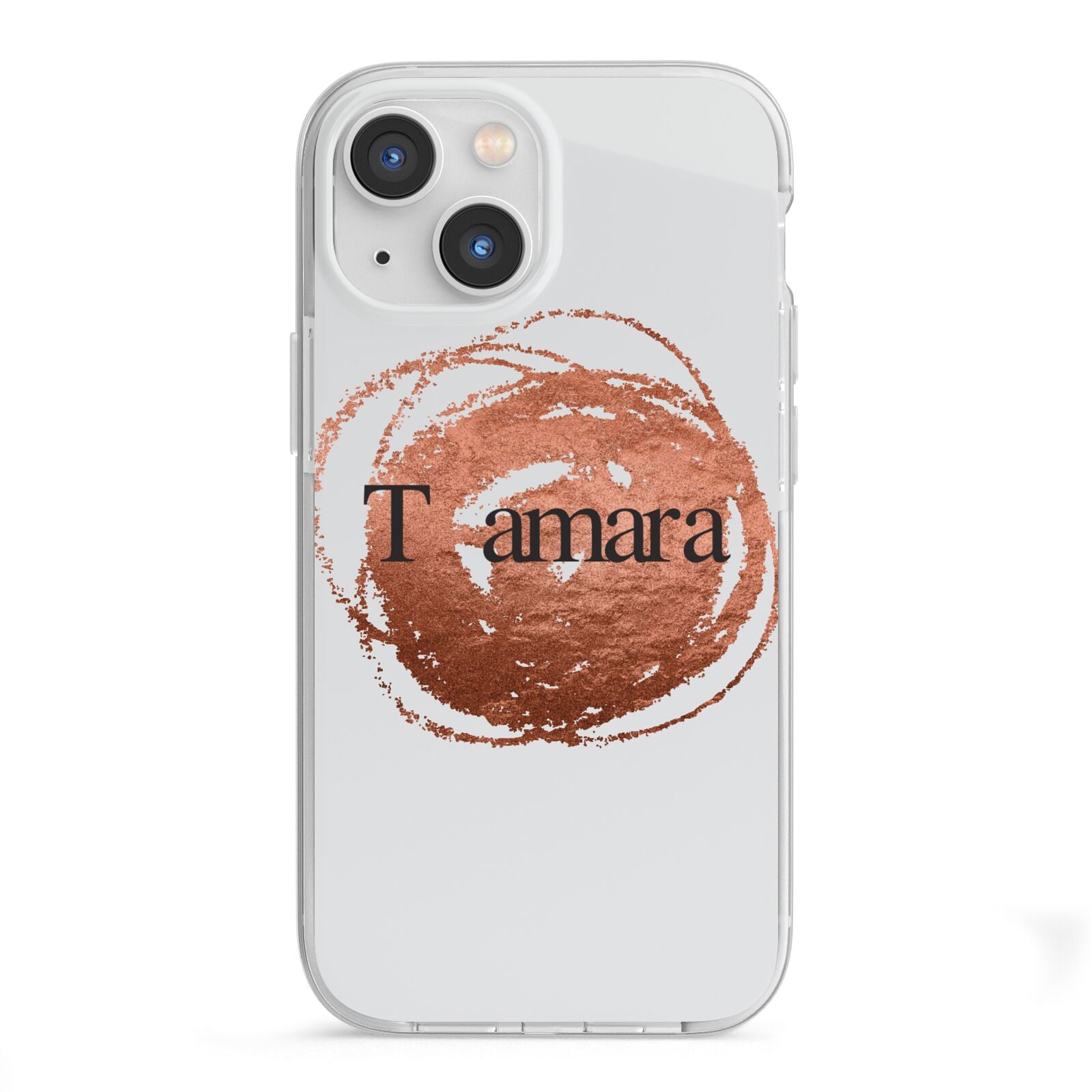 Personalised Copper Effect Custom Initials iPhone 13 Mini TPU Impact Case with White Edges