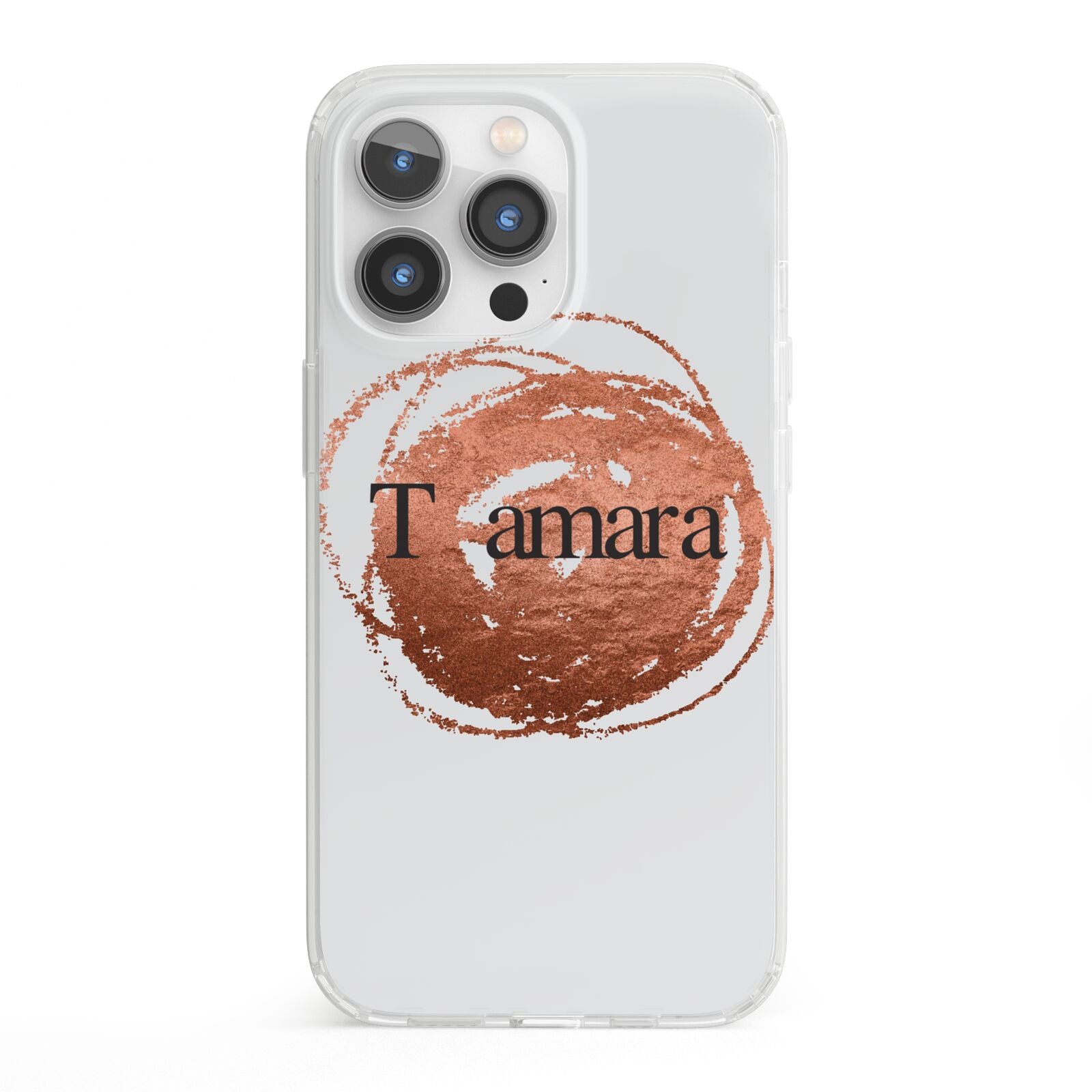 Personalised Copper Effect Custom Initials iPhone 13 Pro Clear Bumper Case