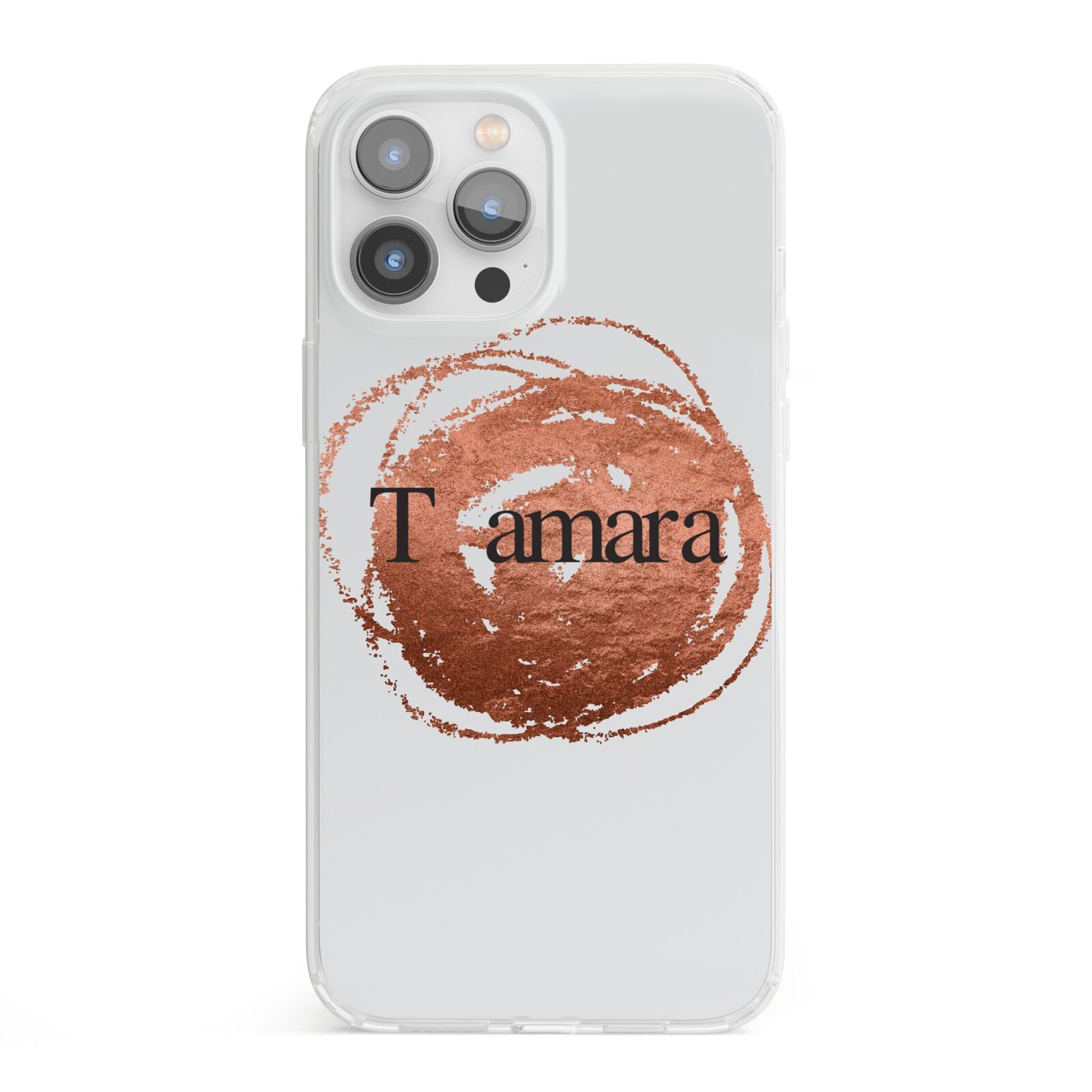 Personalised Copper Effect Custom Initials iPhone 13 Pro Max Clear Bumper Case