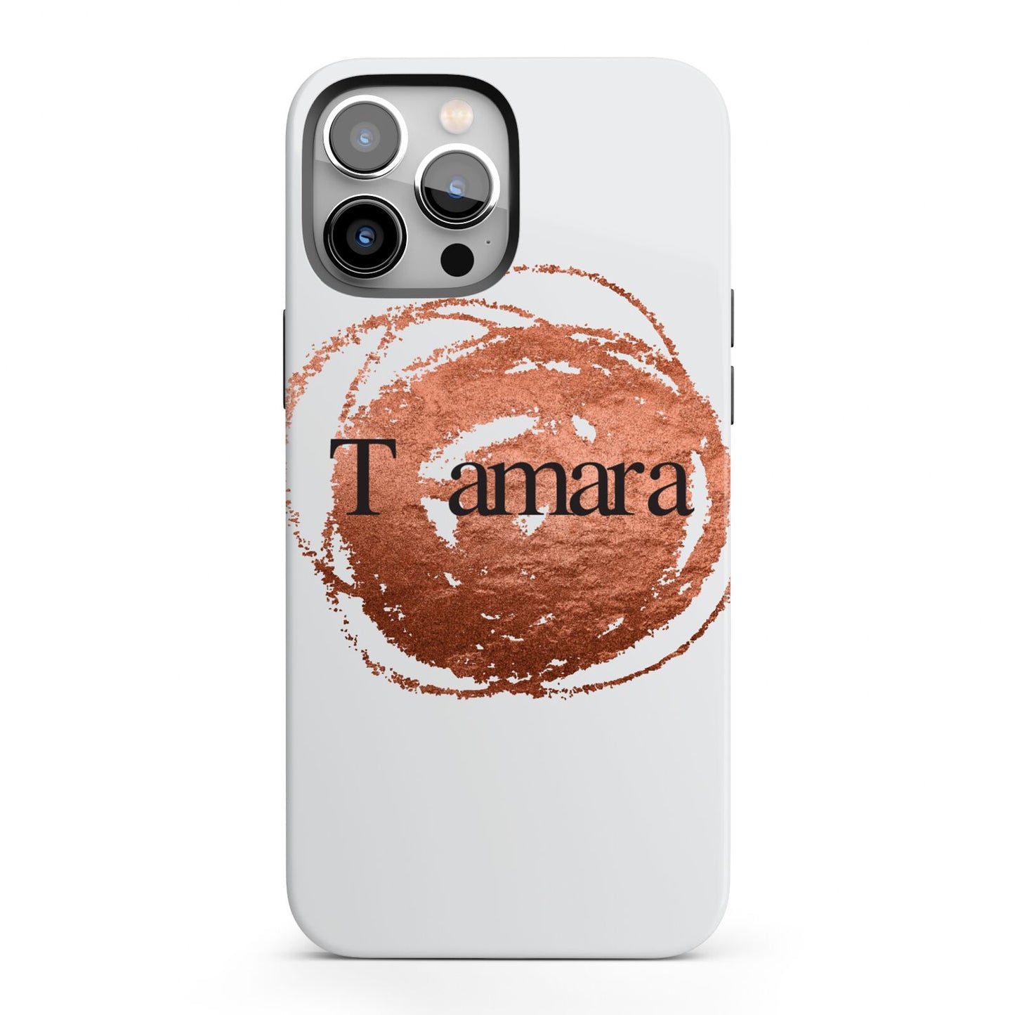 Personalised Copper Effect Custom Initials iPhone 13 Pro Max Full Wrap 3D Tough Case