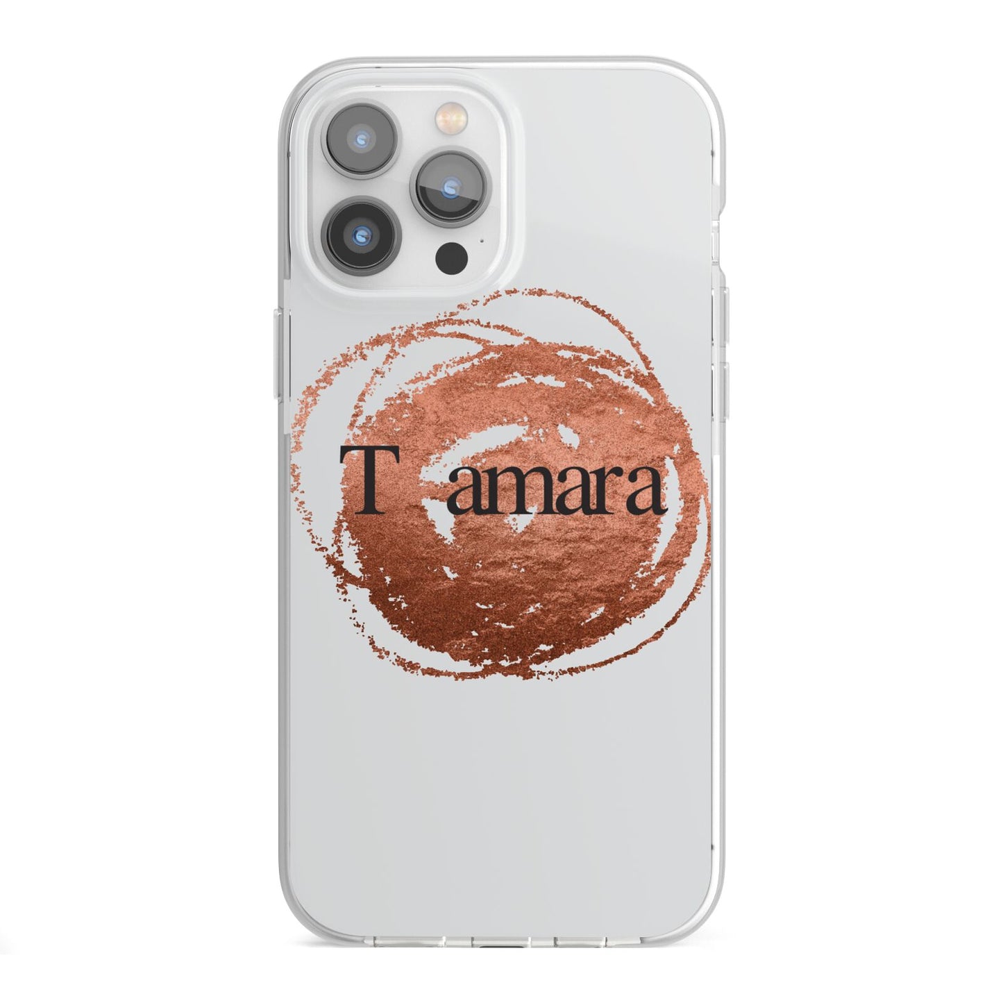 Personalised Copper Effect Custom Initials iPhone 13 Pro Max TPU Impact Case with White Edges