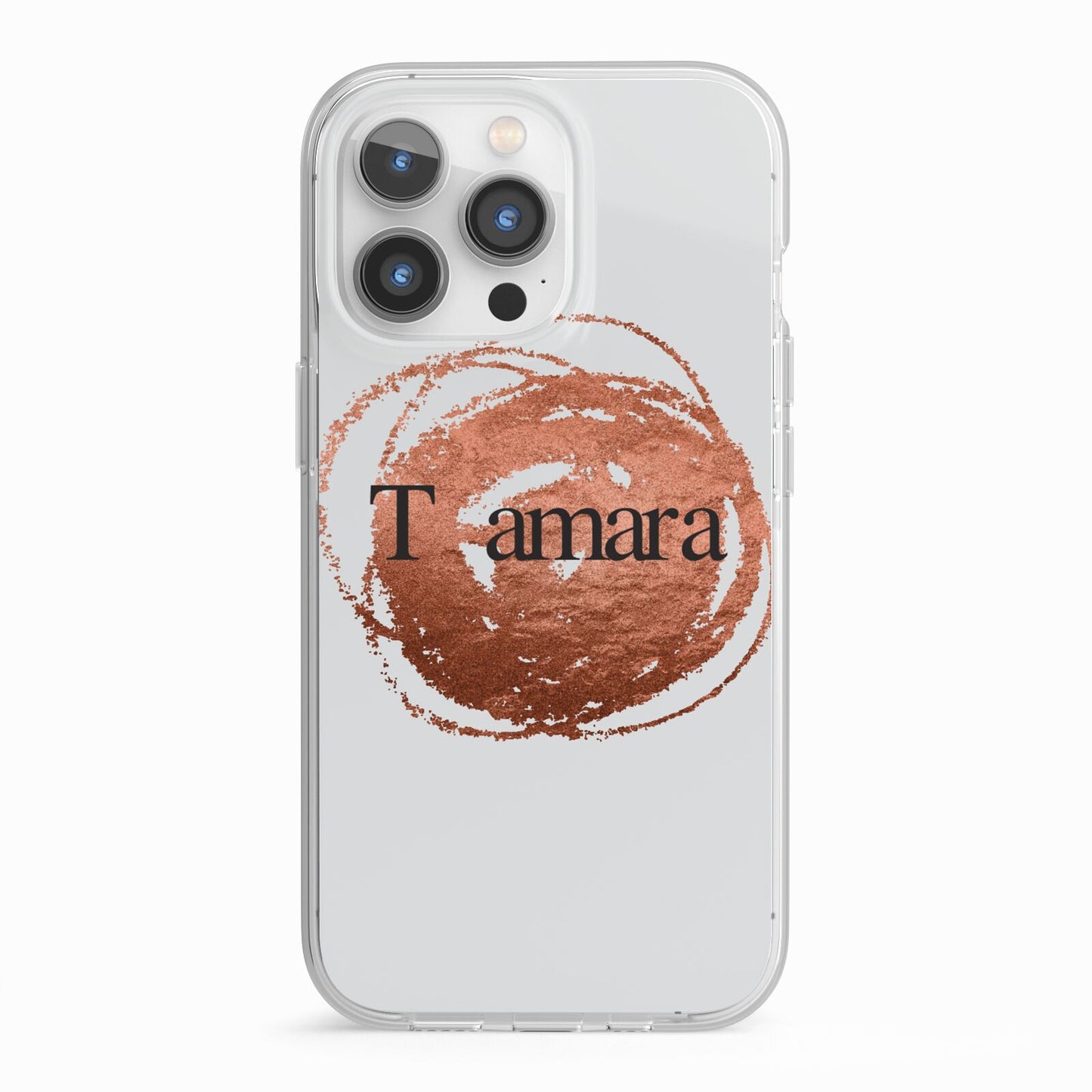 Personalised Copper Effect Custom Initials iPhone 13 Pro TPU Impact Case with White Edges