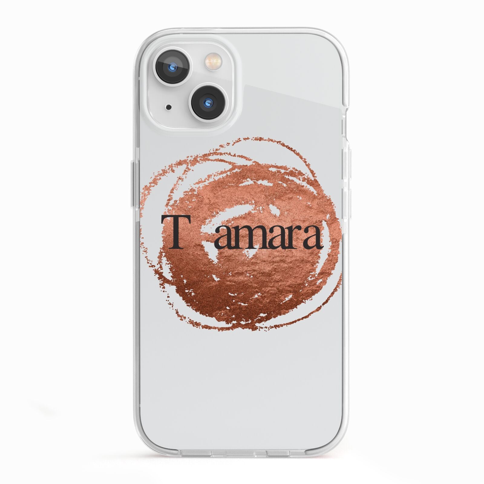 Personalised Copper Effect Custom Initials iPhone 13 TPU Impact Case with White Edges