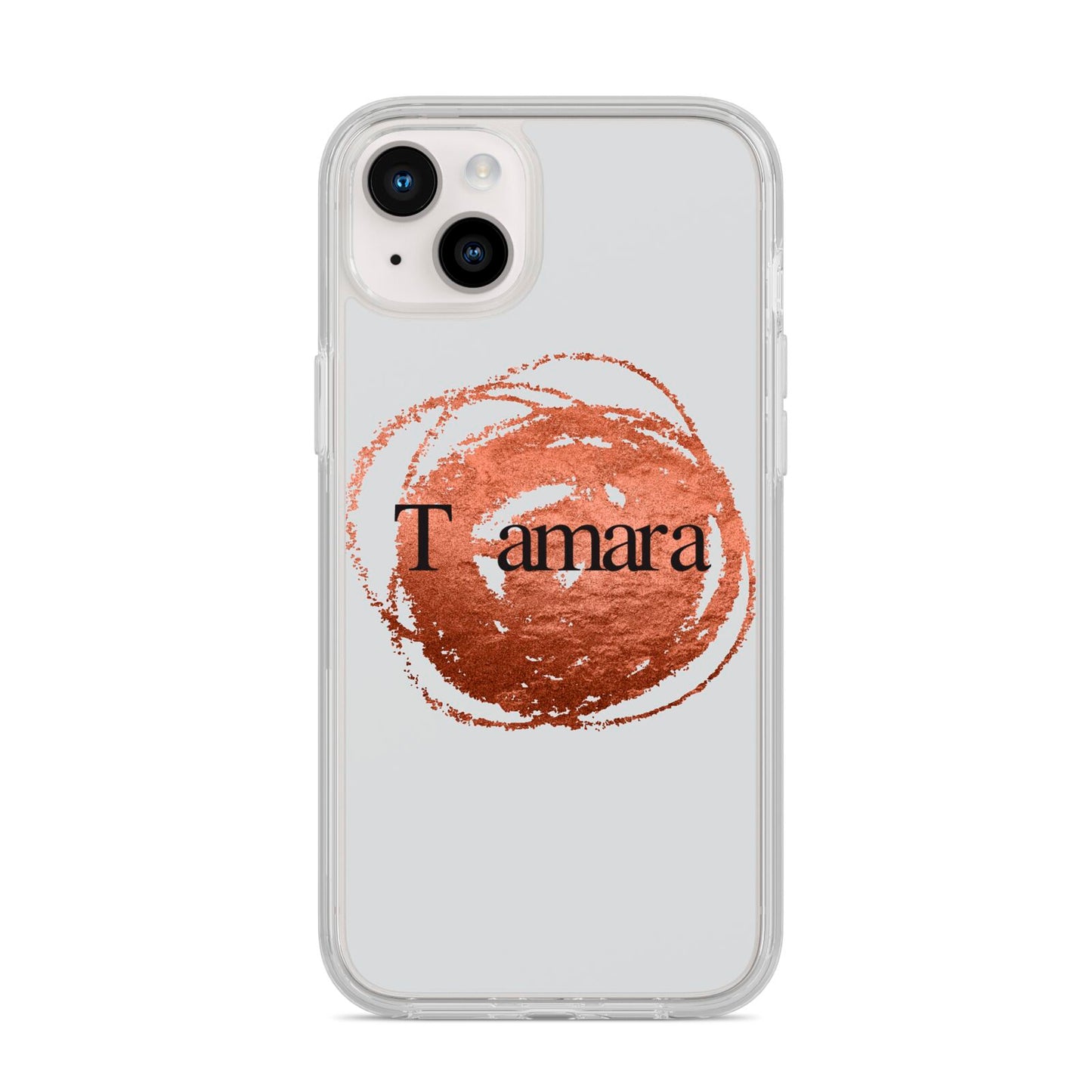 Personalised Copper Effect Custom Initials iPhone 14 Plus Clear Tough Case Starlight