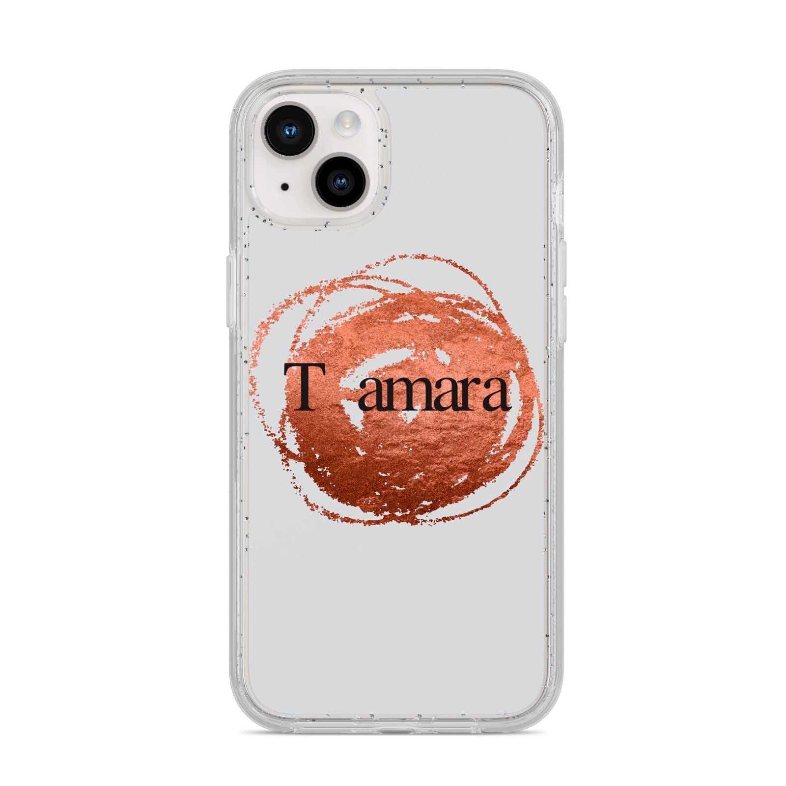 Personalised Copper Effect Custom Initials iPhone 14 Plus Glitter Tough Case Starlight