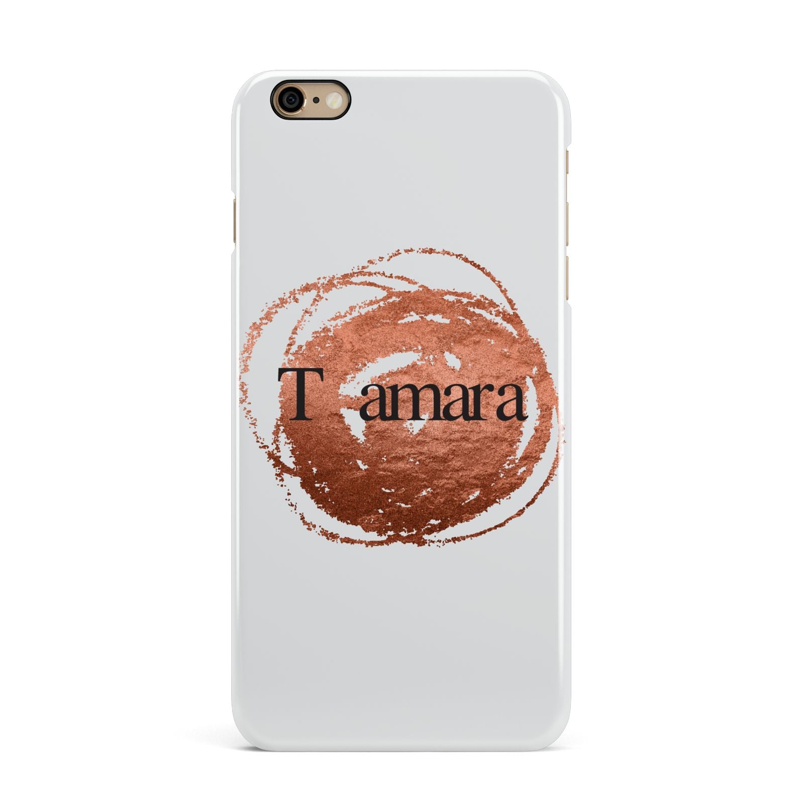 Personalised Copper Effect Custom Initials iPhone 6 Plus 3D Snap Case on Gold Phone