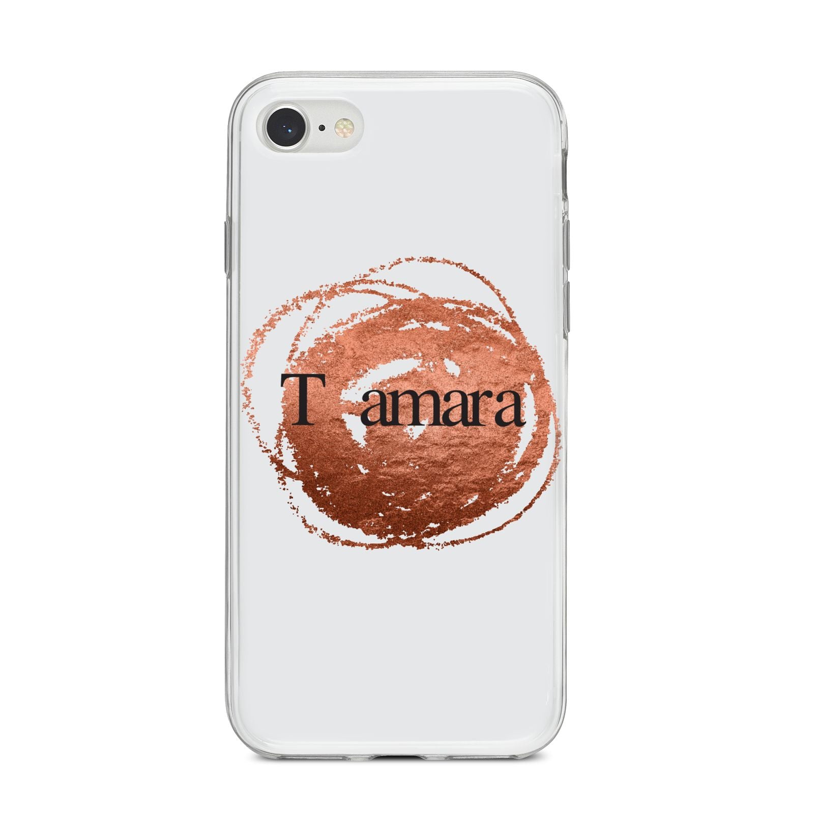 Personalised Copper Effect Custom Initials iPhone 8 Bumper Case on Silver iPhone