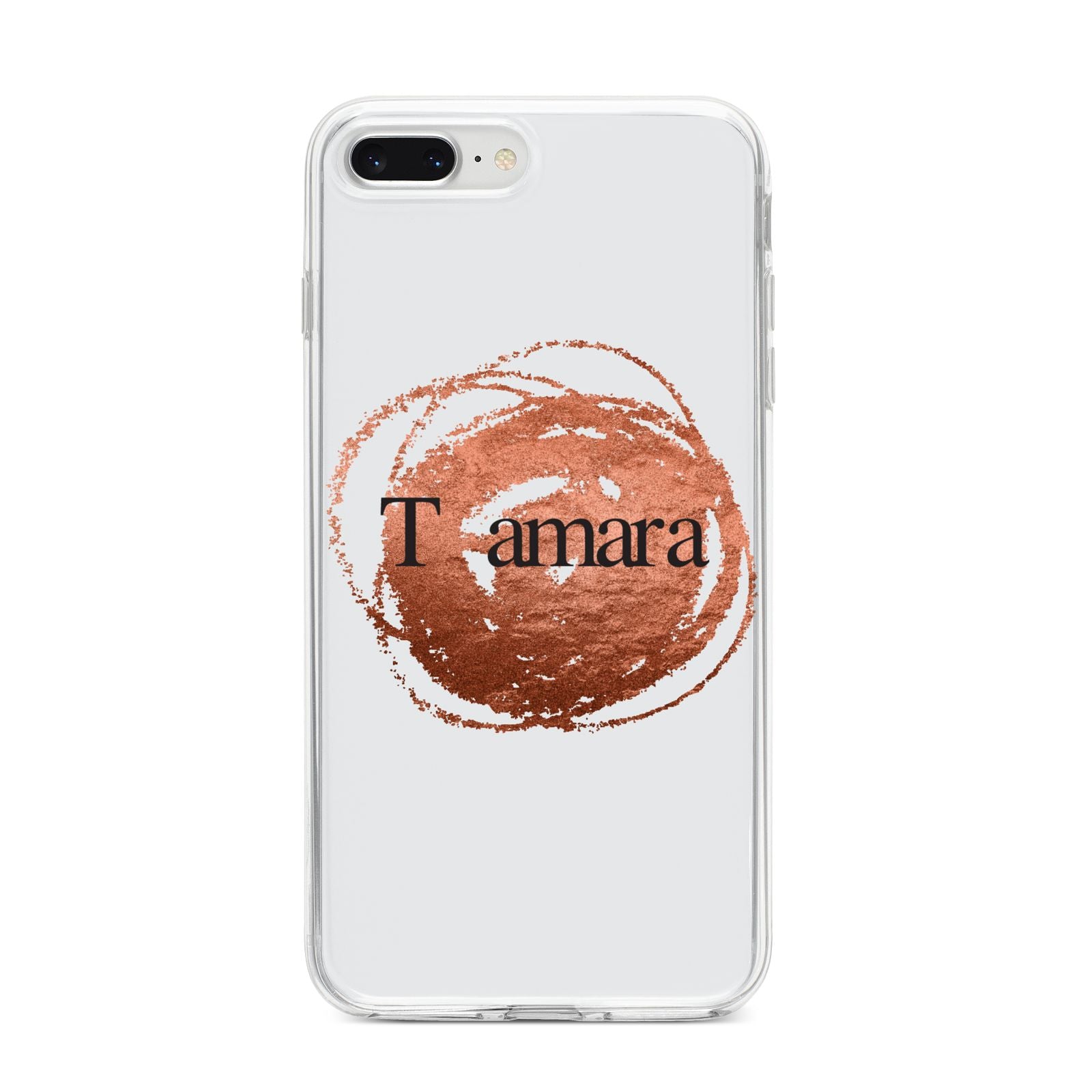 Personalised Copper Effect Custom Initials iPhone 8 Plus Bumper Case on Silver iPhone
