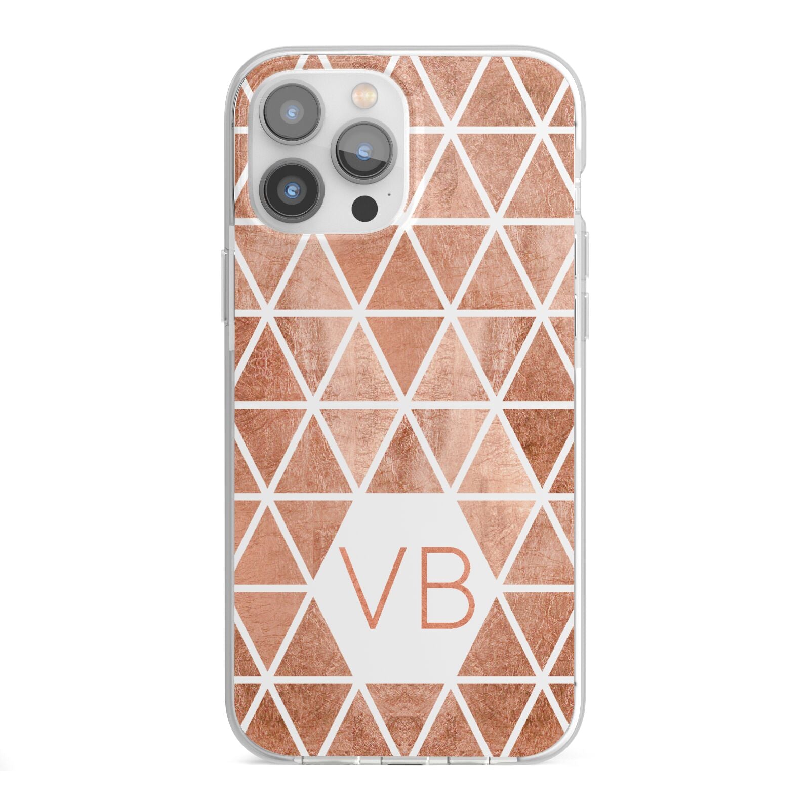 Personalised Copper Initials iPhone 13 Pro Max TPU Impact Case with White Edges