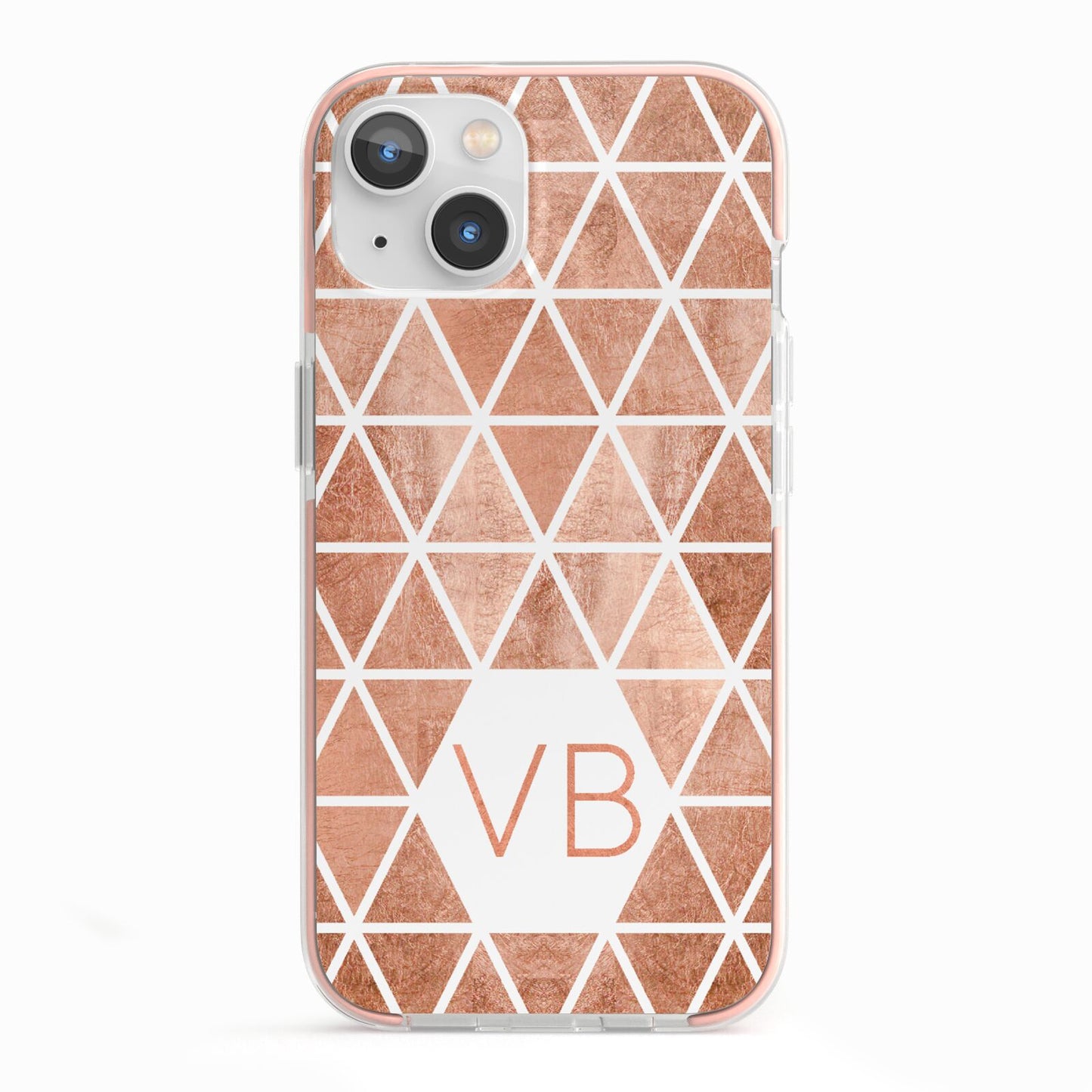 Personalised Copper Initials iPhone 13 TPU Impact Case with Pink Edges